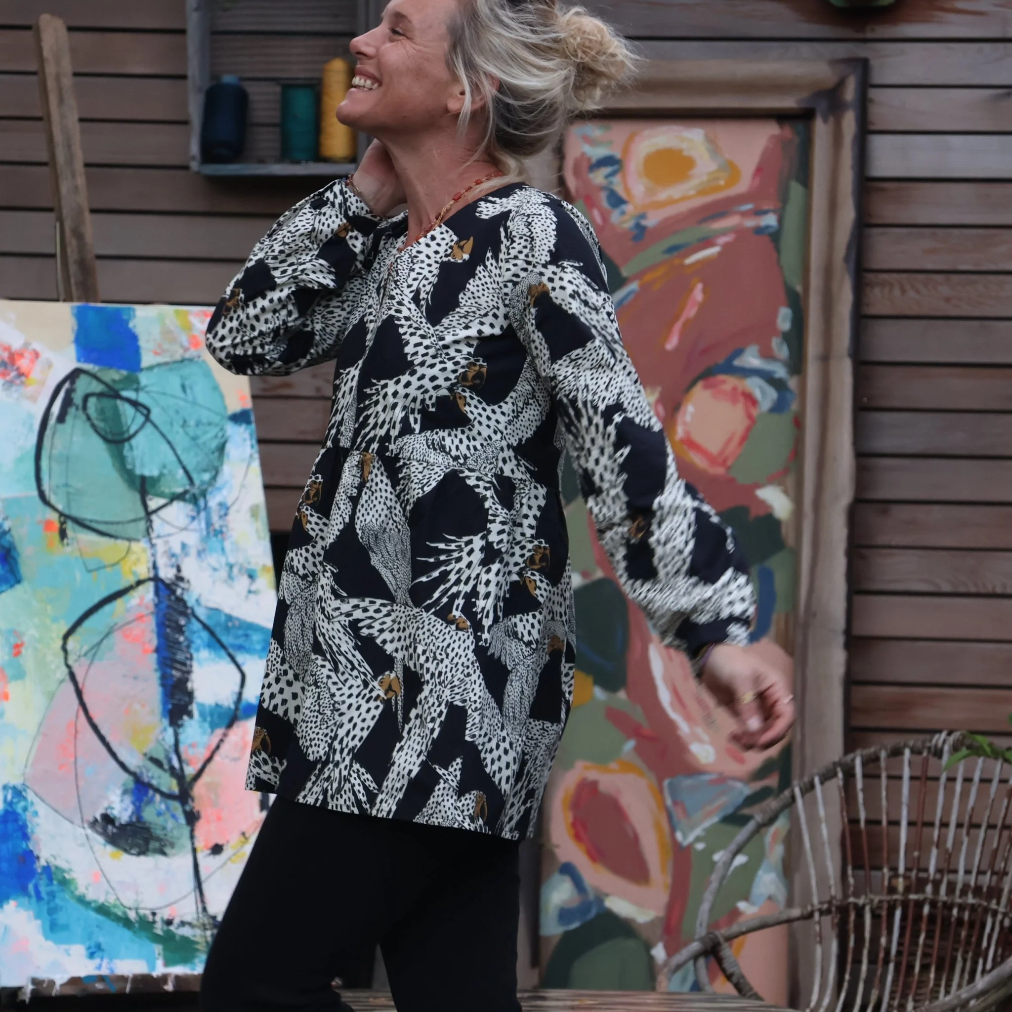 Blouse Noéline - popeline de coton oiseaux - Image 7