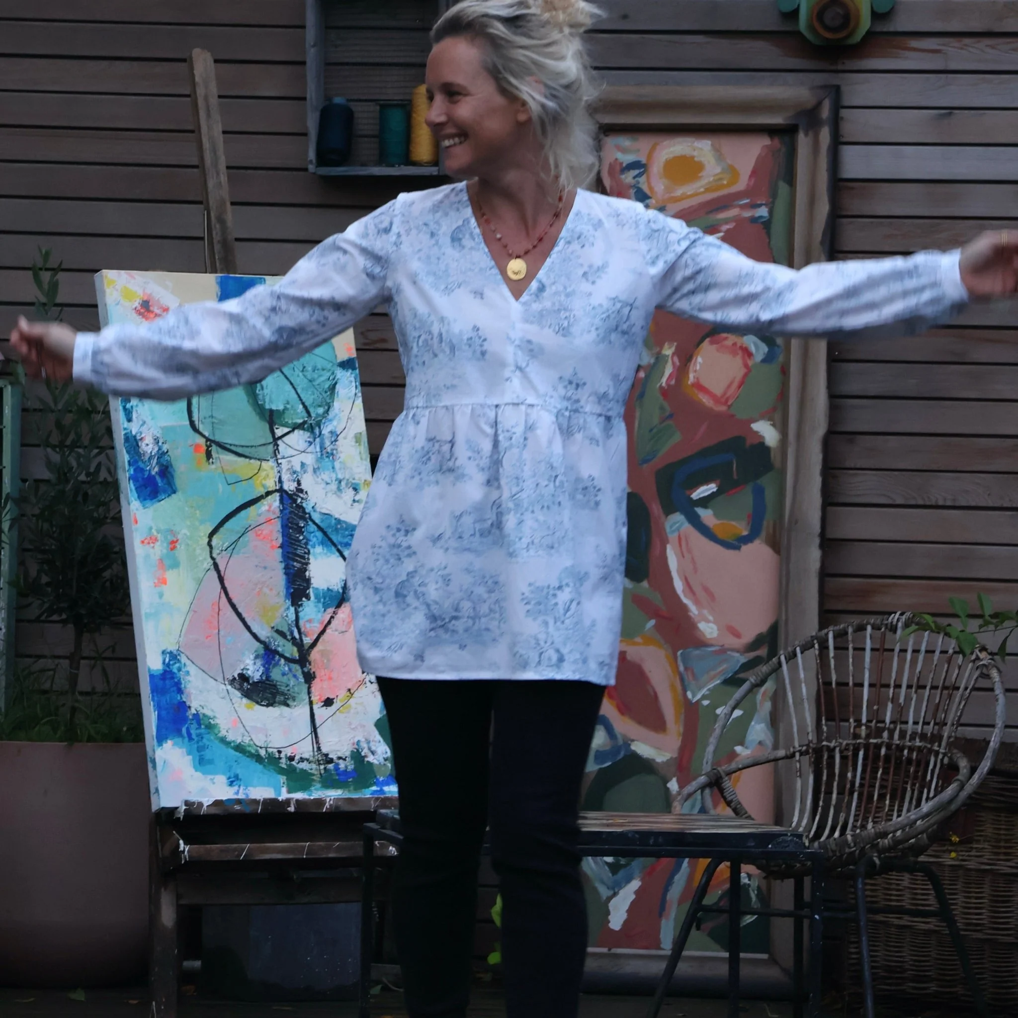 Blouse Noéline - toile de jouy - Image 4