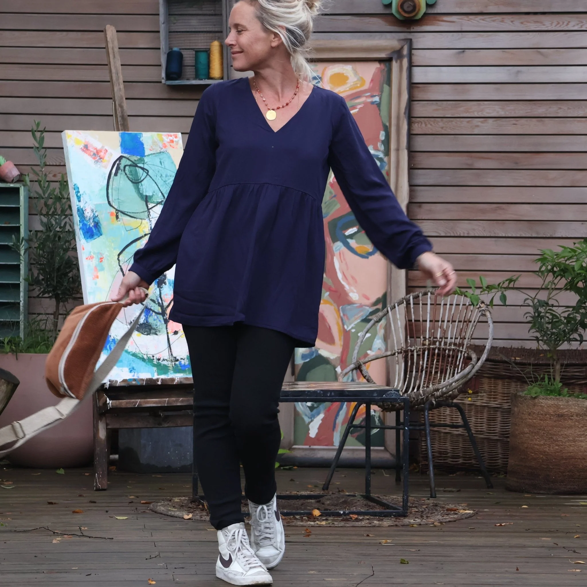 Blouse Noéline - viscose marine - Image 5