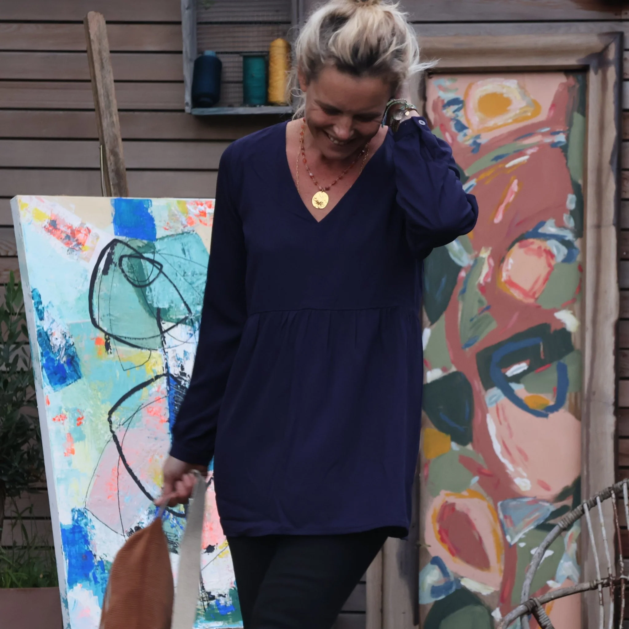 Blouse Noéline - viscose marine - Image 7