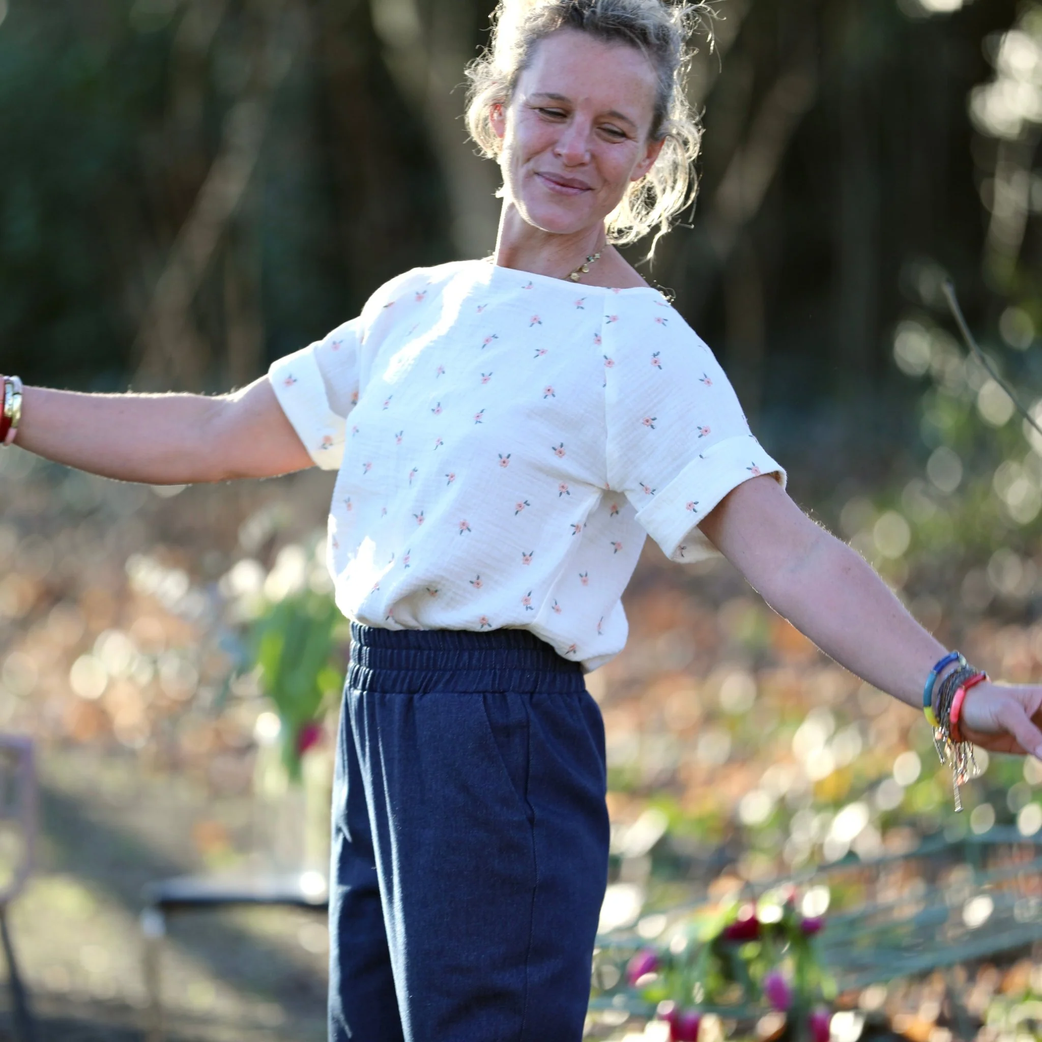 Blouse  Romy – Double gaze de coton blanc cassé primevère - Image 4