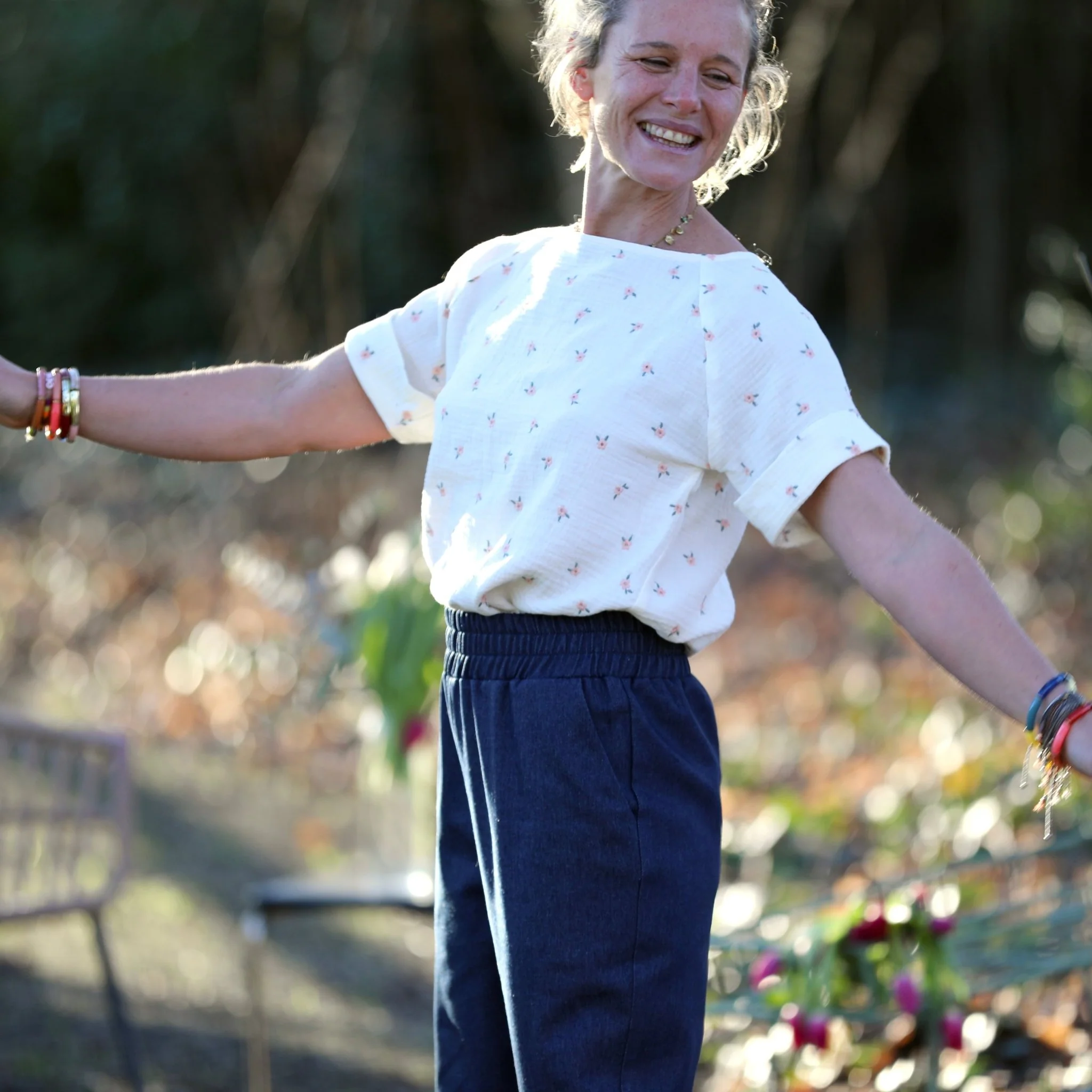 Blouse  Romy – Double gaze de coton blanc cassé primevère - Image 5