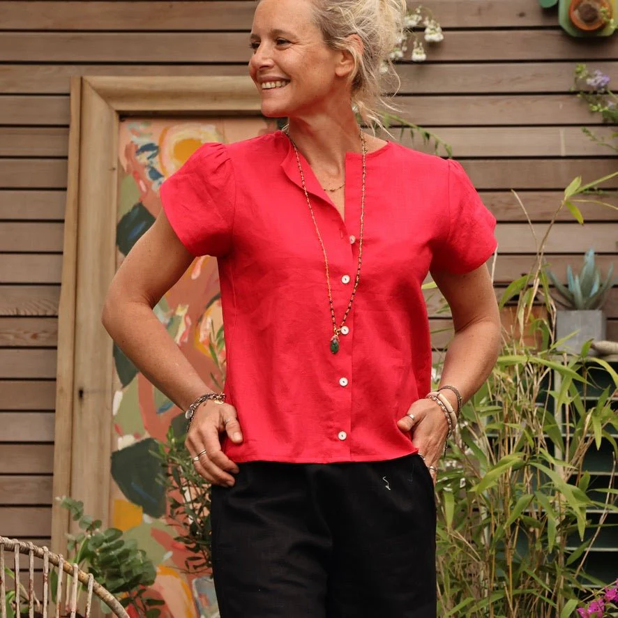 Blouse Sacha - lin rouge coquelicot - Image 3