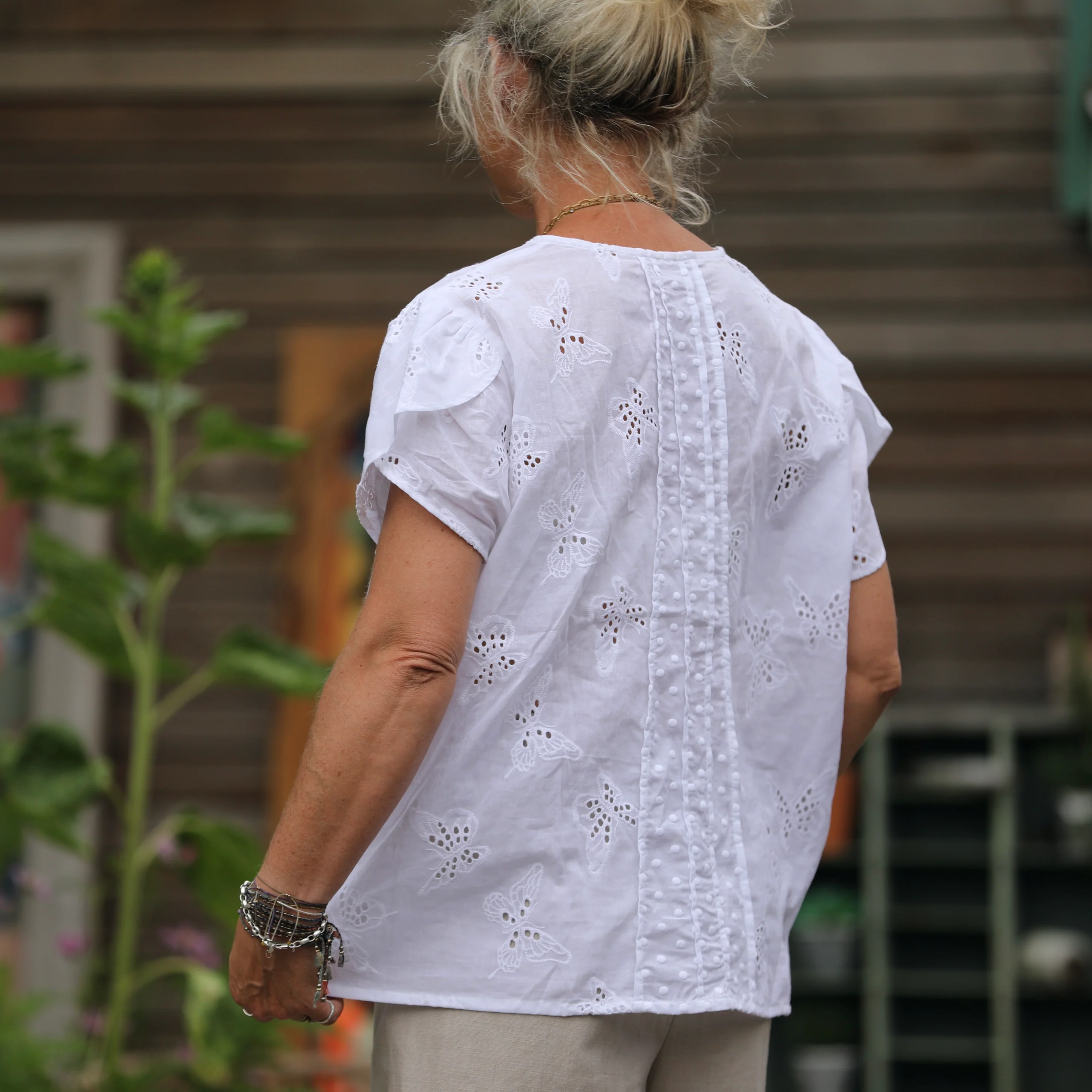 Blouse Sacha - voile de coton papillons blanc - Image 2