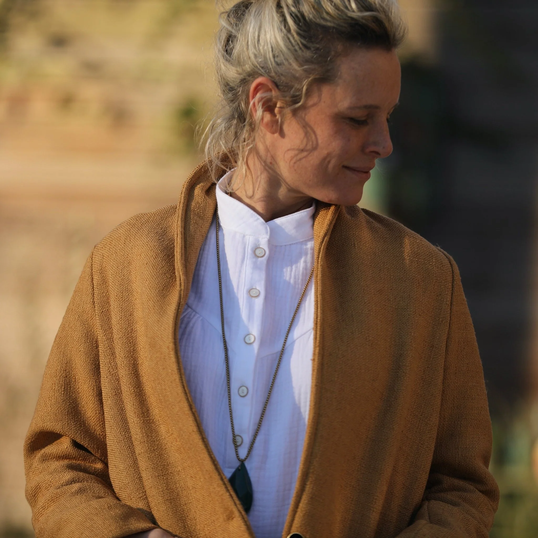 Blouse Thémis - triple gaze de coton blanc cassé