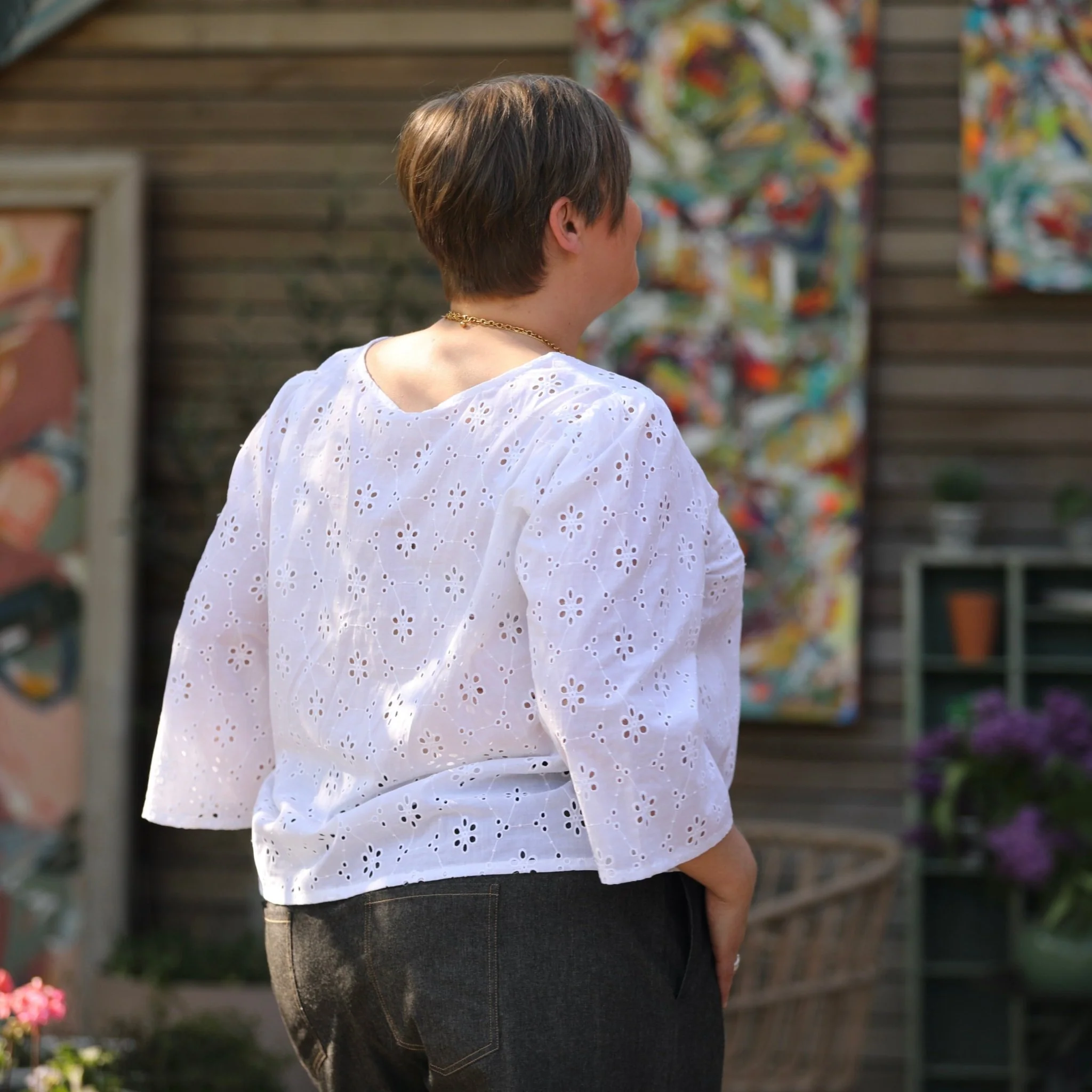 Blouse Toscane -  jacquard coton/lin blanc cassé - Image 11