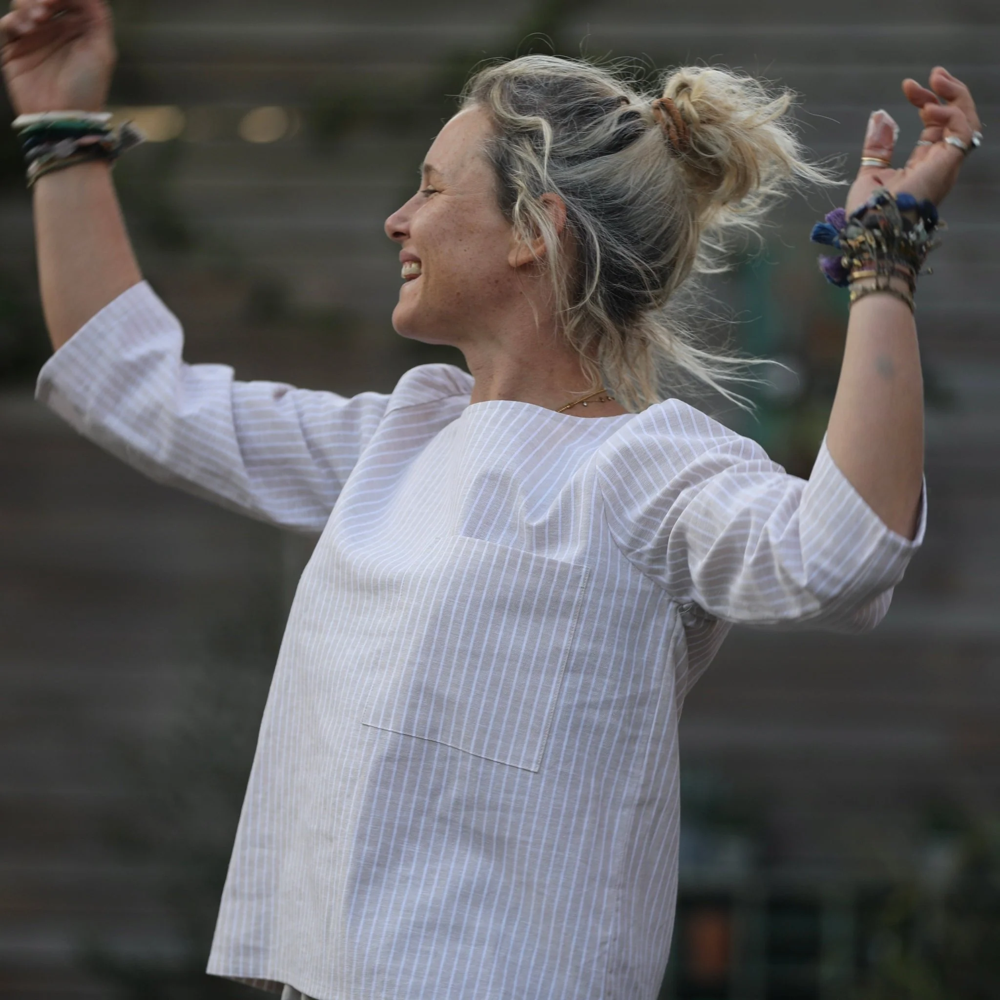 Blouse Toscane -  lin/coton rayé ficelle - Image 4