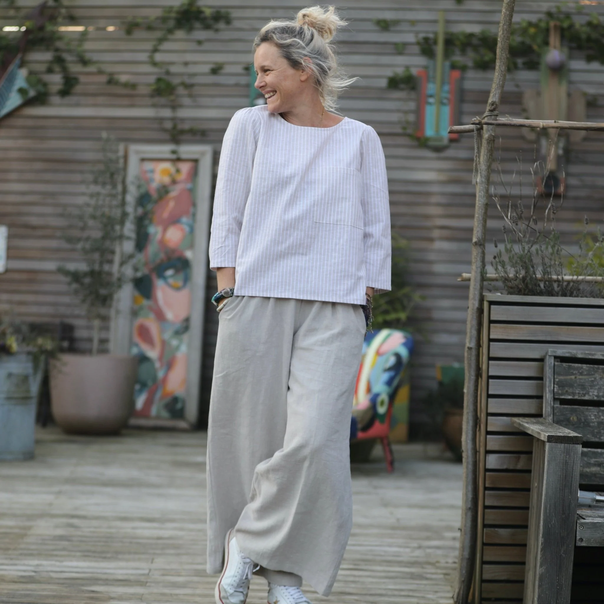 Blouse Toscane -  lin/coton rayé ficelle - Image 5