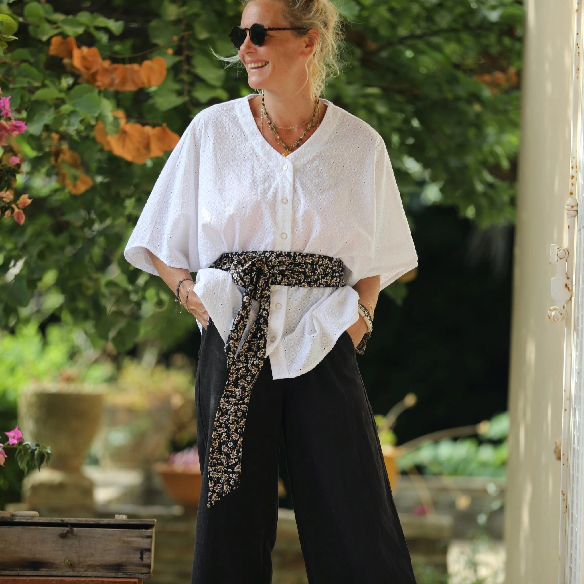 Blouse Yoko - broderie en voile de coton damier de fleurs - Image 11