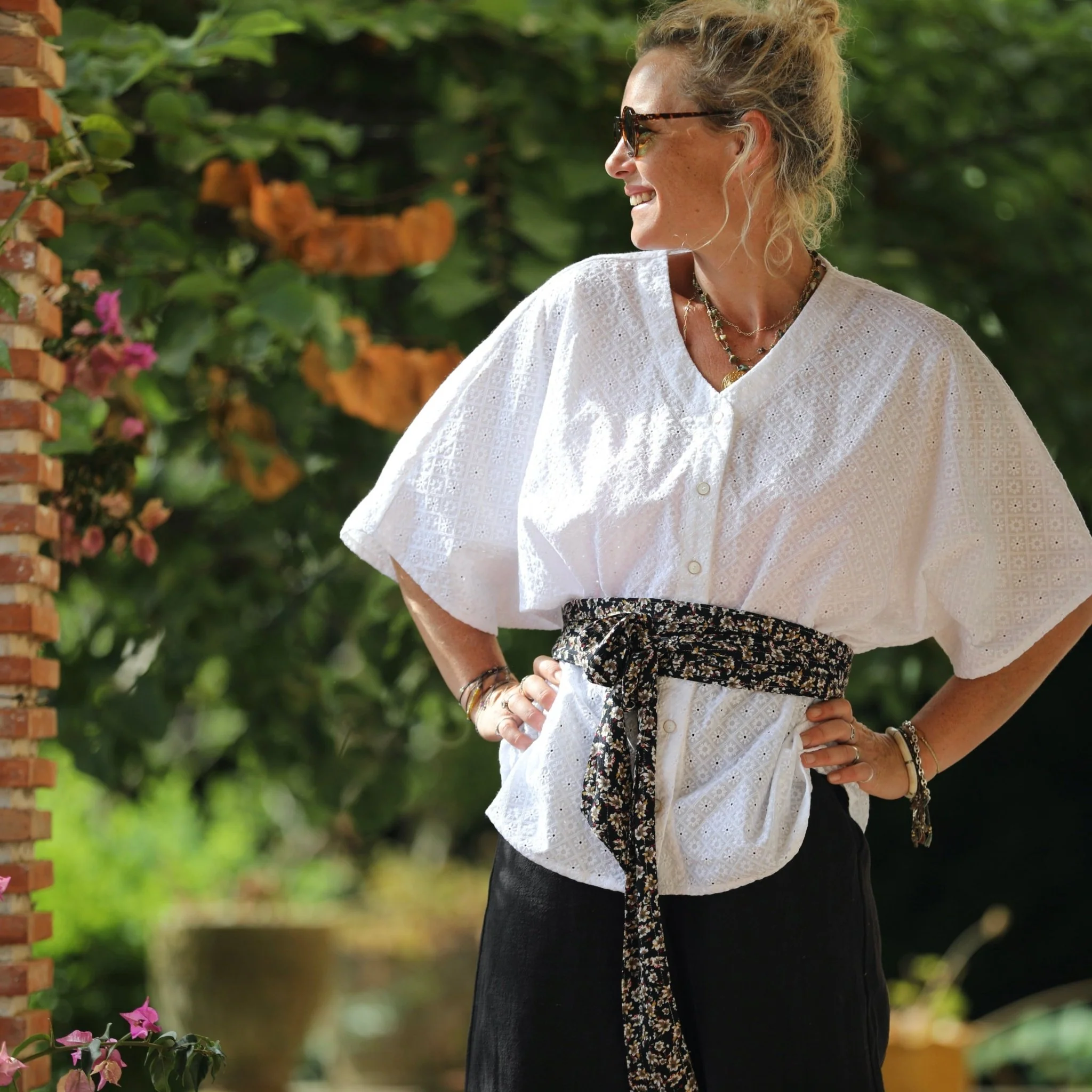 Blouse Yoko - broderie en voile de coton damier de fleurs - Image 4