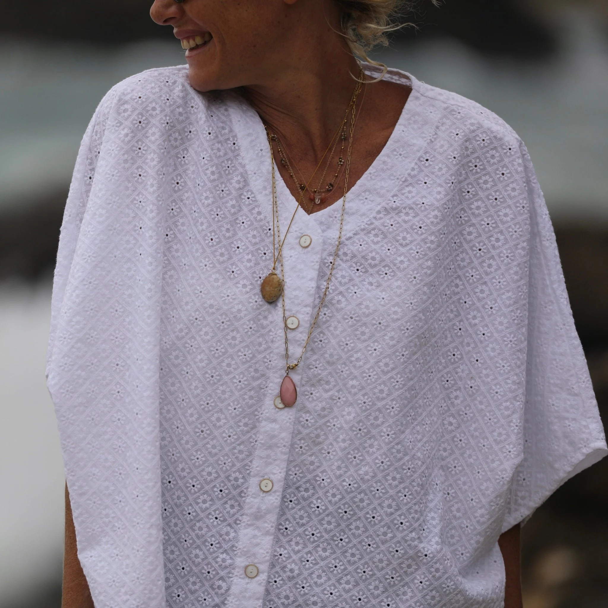 Blouse Yoko - broderie en voile de coton damier de fleurs - Image 9
