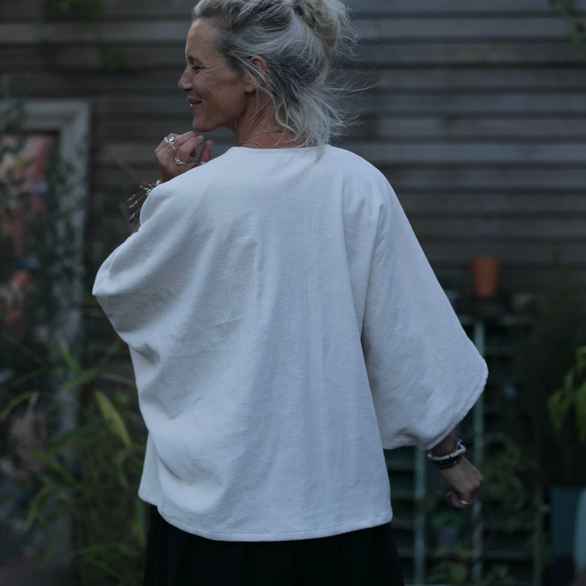 Veste kimono Yoko - velours côtelé ivoire - Image 4
