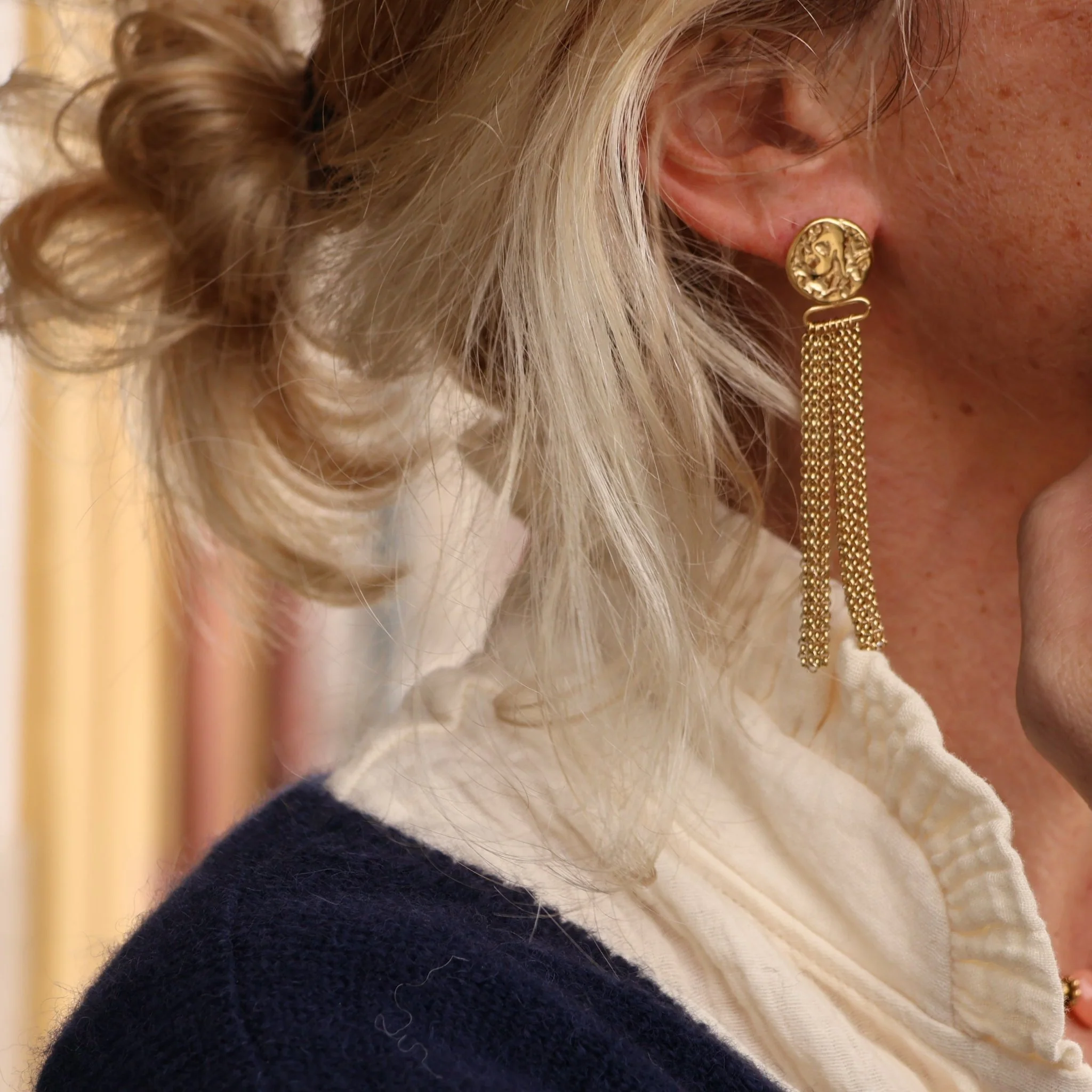 Boucles d'oreilles Cygne dorée