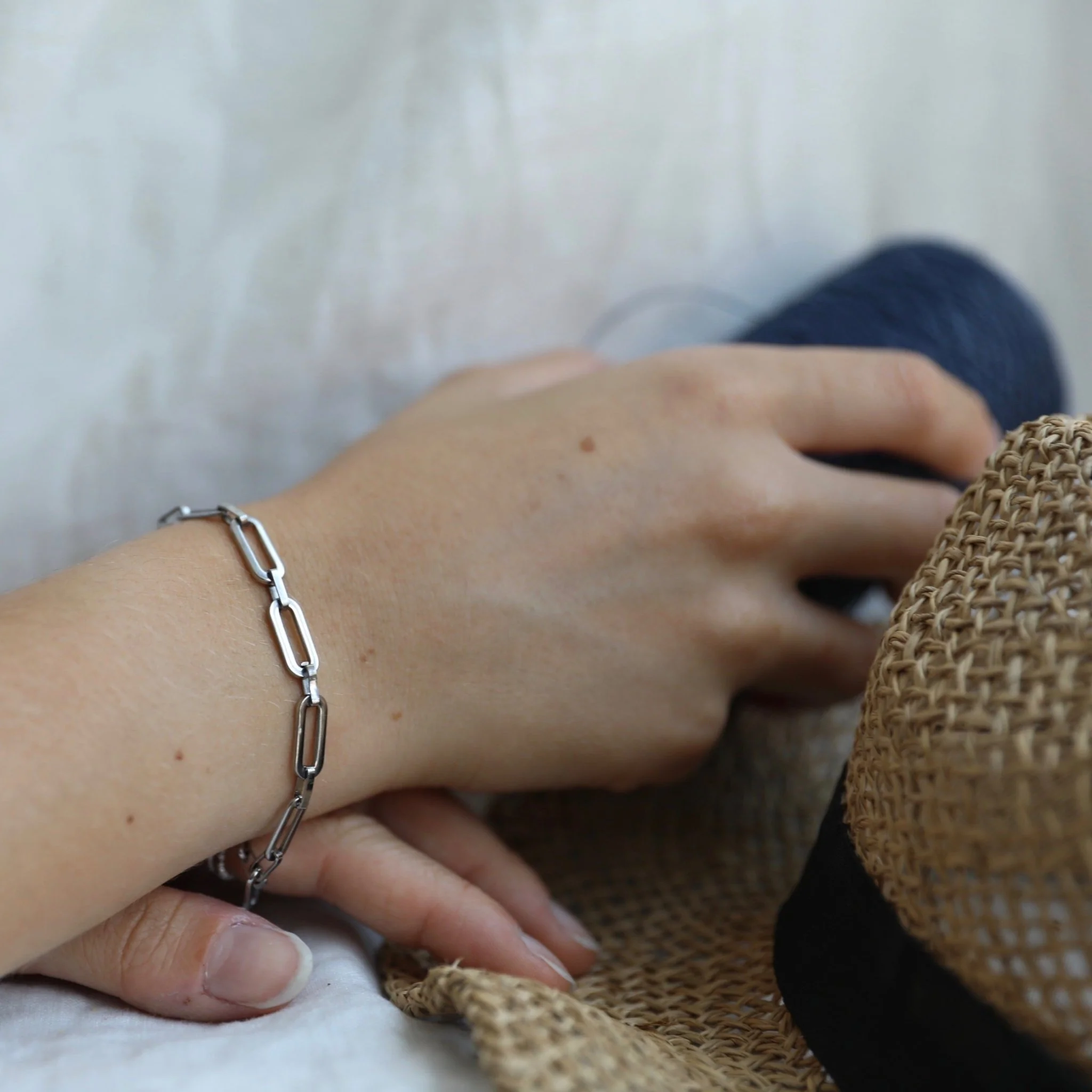 Bracelet Lara - grosse maille argent - Image 5