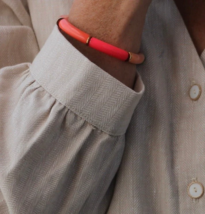 Bracelet Halo – Corail & Doré - Image 4