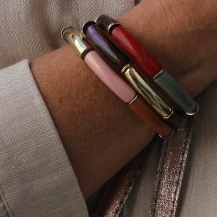 Bracelet Halo – Rose boisé, camel & Écaille doré - Image 5