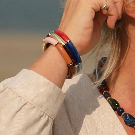 Bracelet Halo – Rose boisé, camel & Écaille doré - Image 6