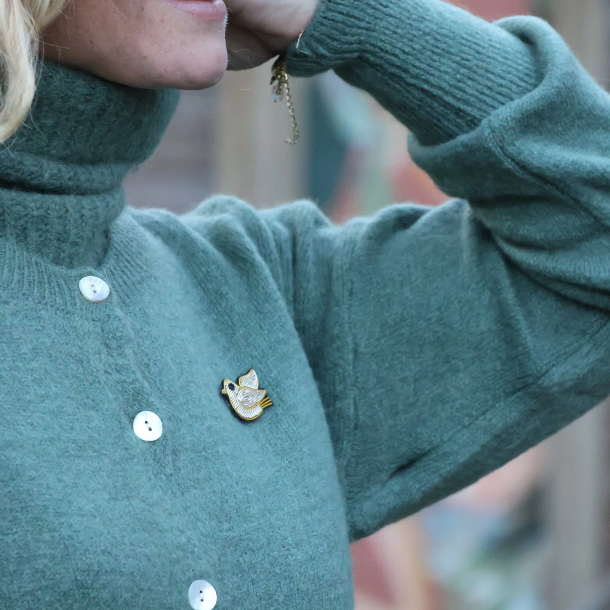 Broche brodée moineau - Image 3