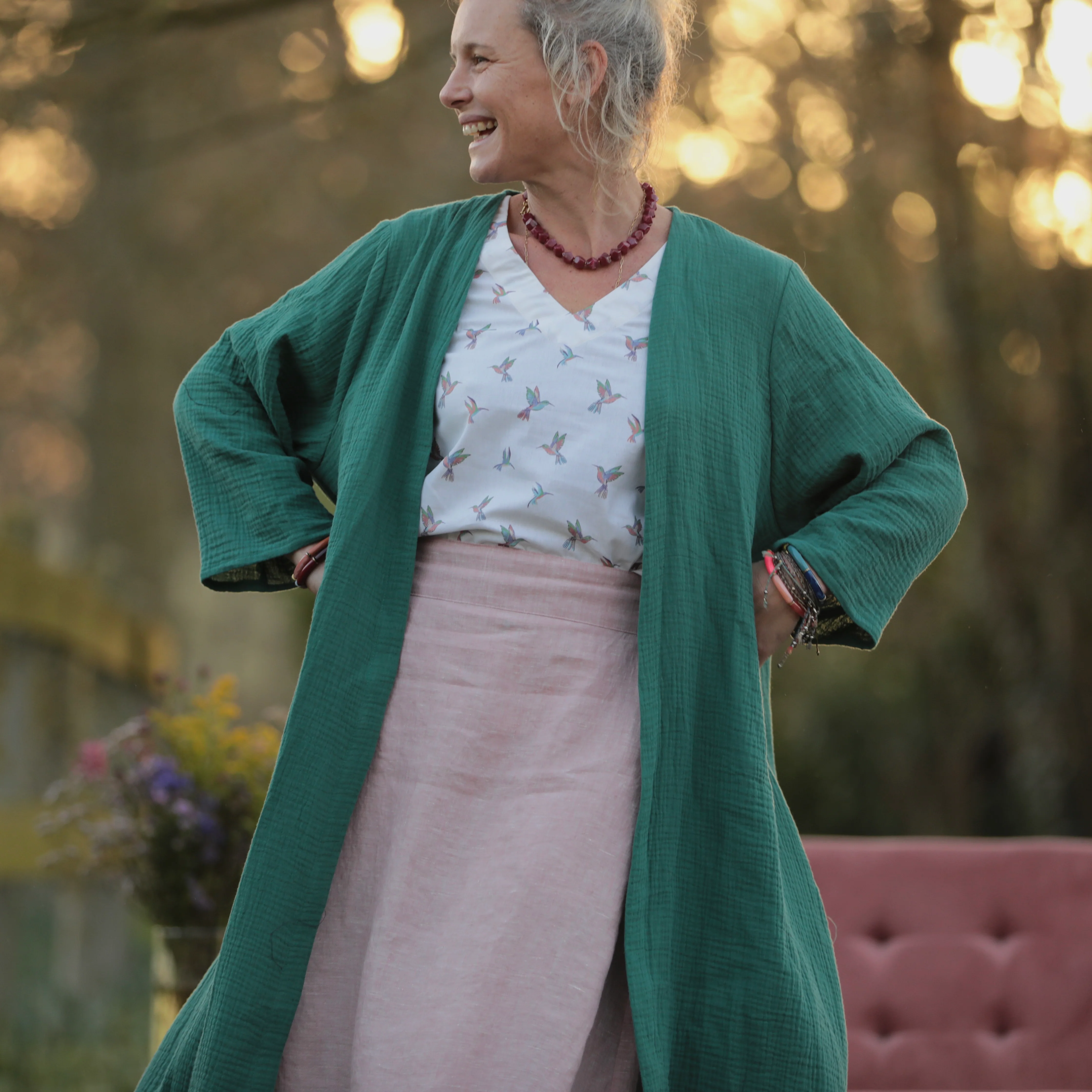 Calixte - Double gaze de coton vert printemps - Image 13
