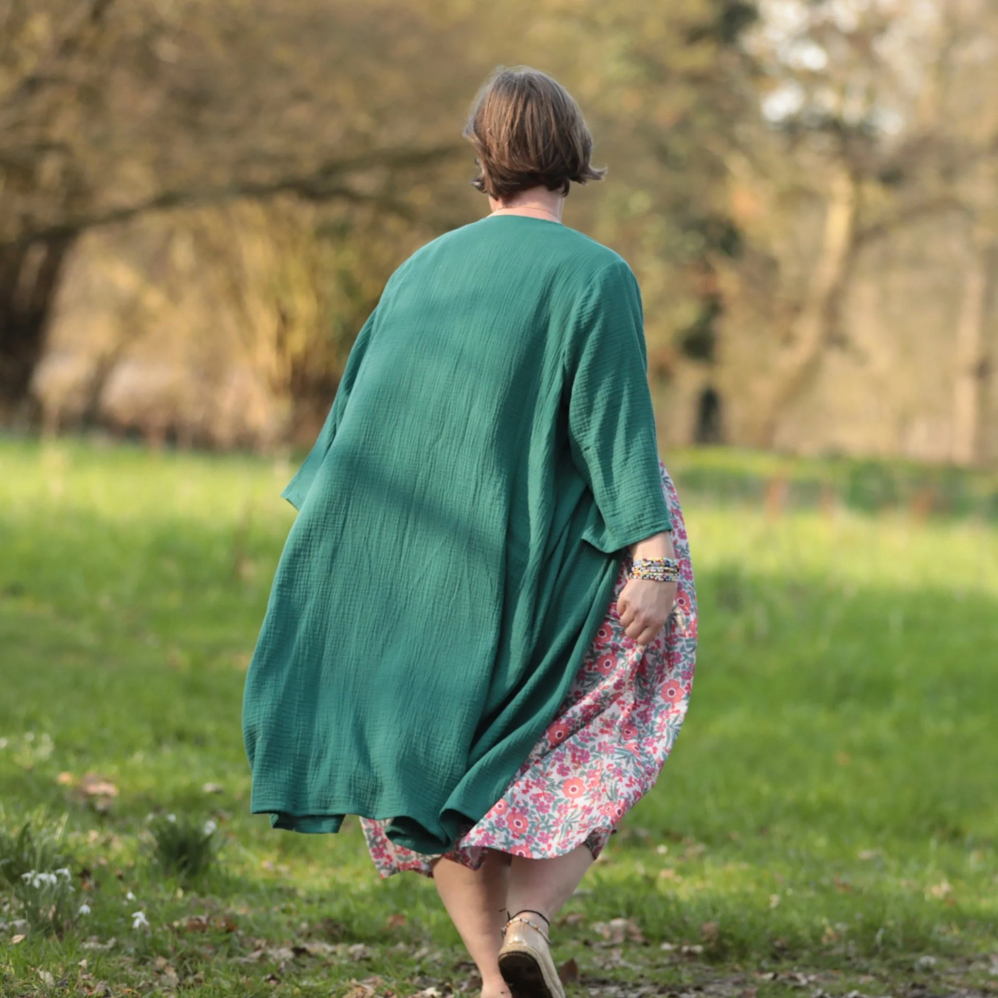 Calixte - Double gaze de coton vert printemps - Image 3