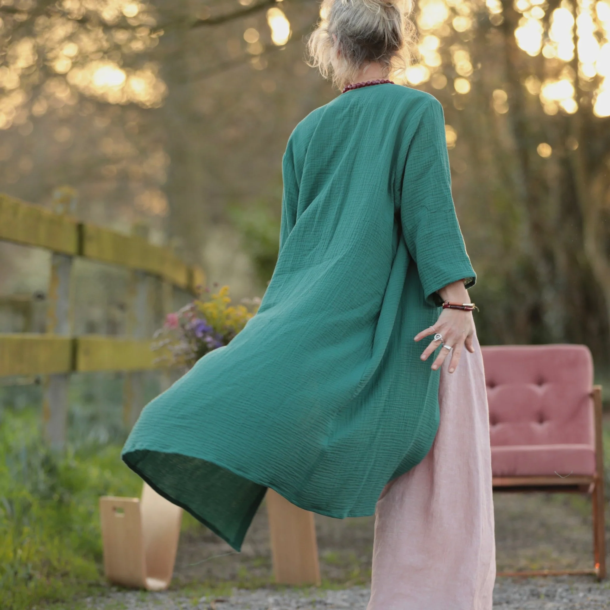 Calixte - Double gaze de coton vert printemps - Image 4