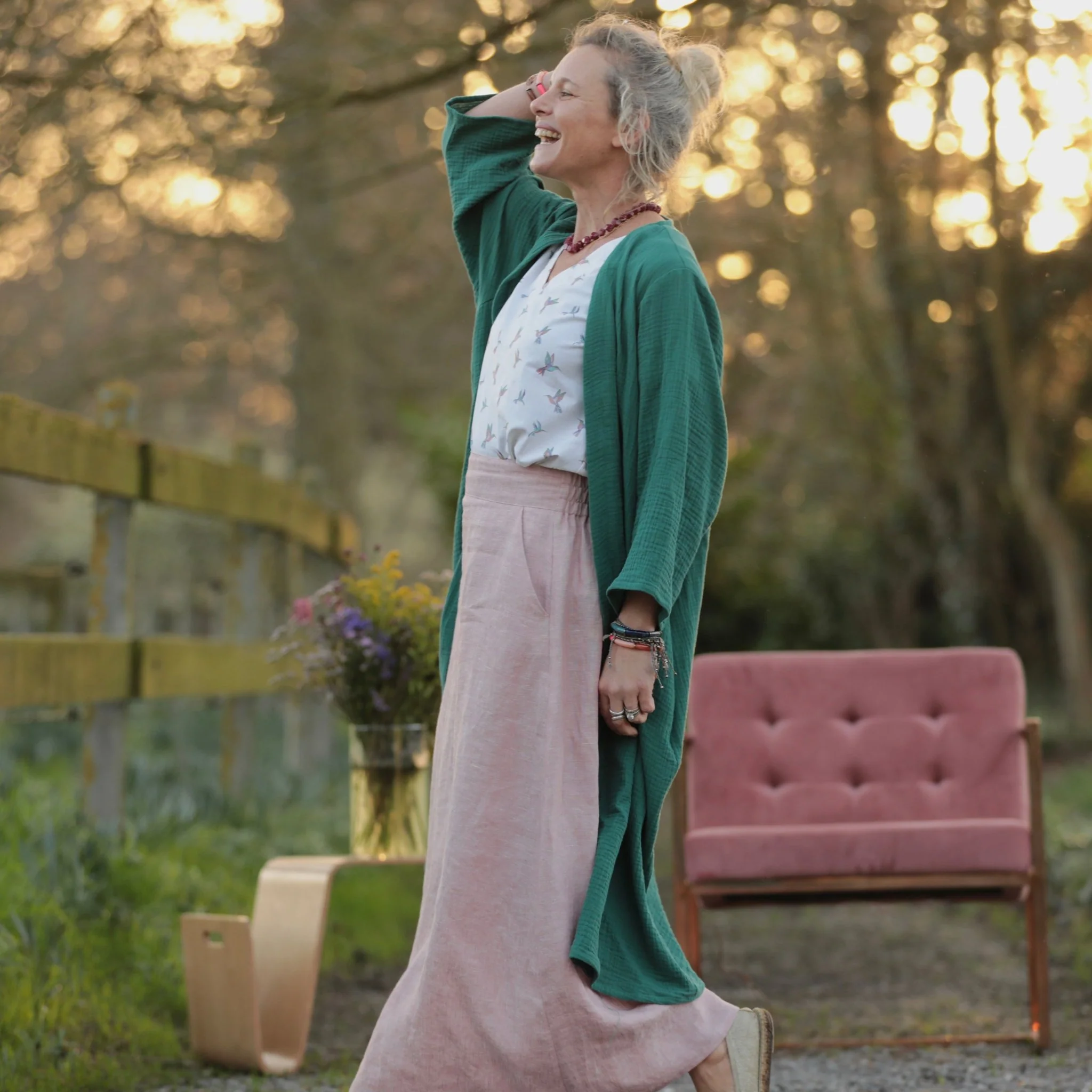 Calixte - Double gaze de coton vert printemps - Image 8