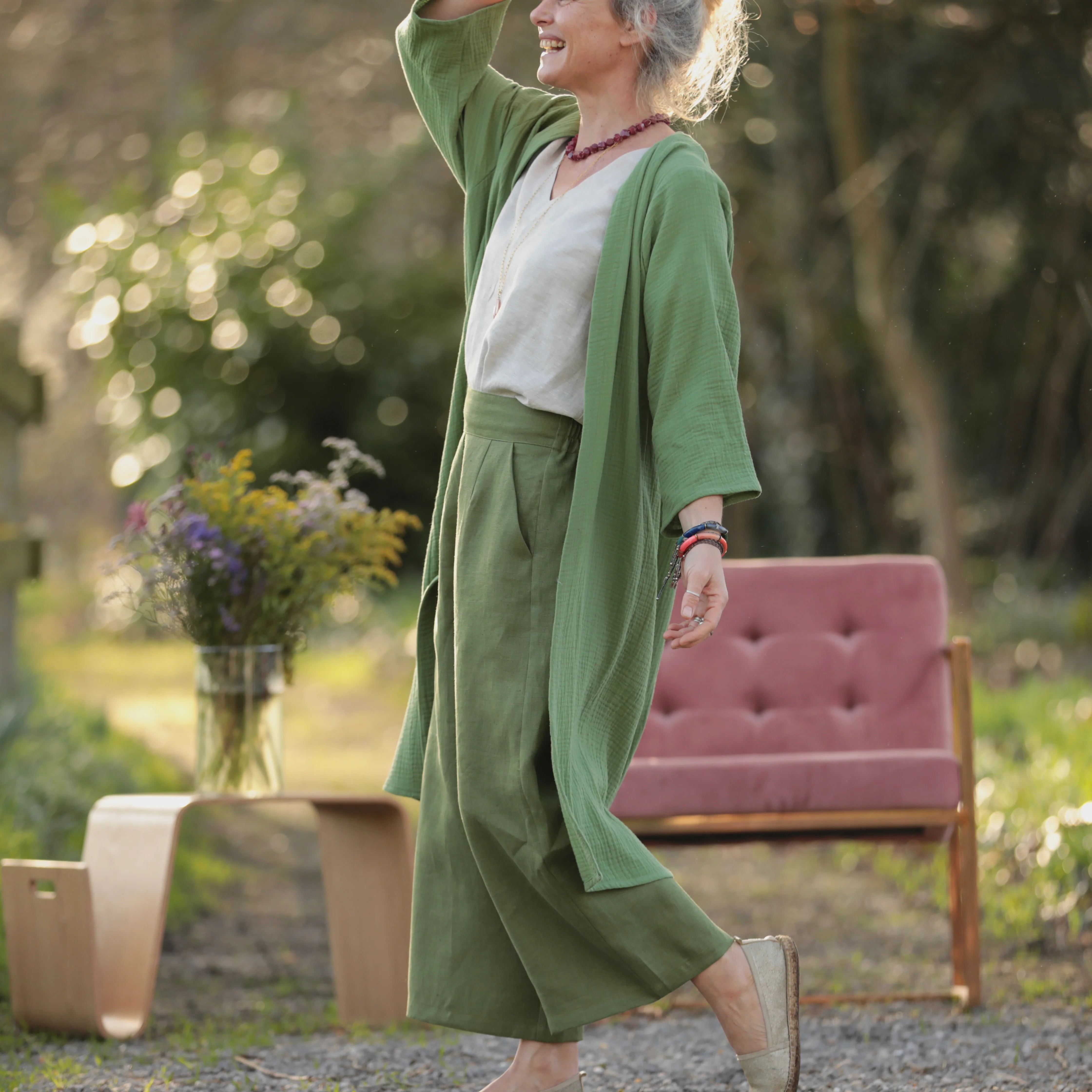 Calixte - Double gaze de coton vert menthe - Image 5