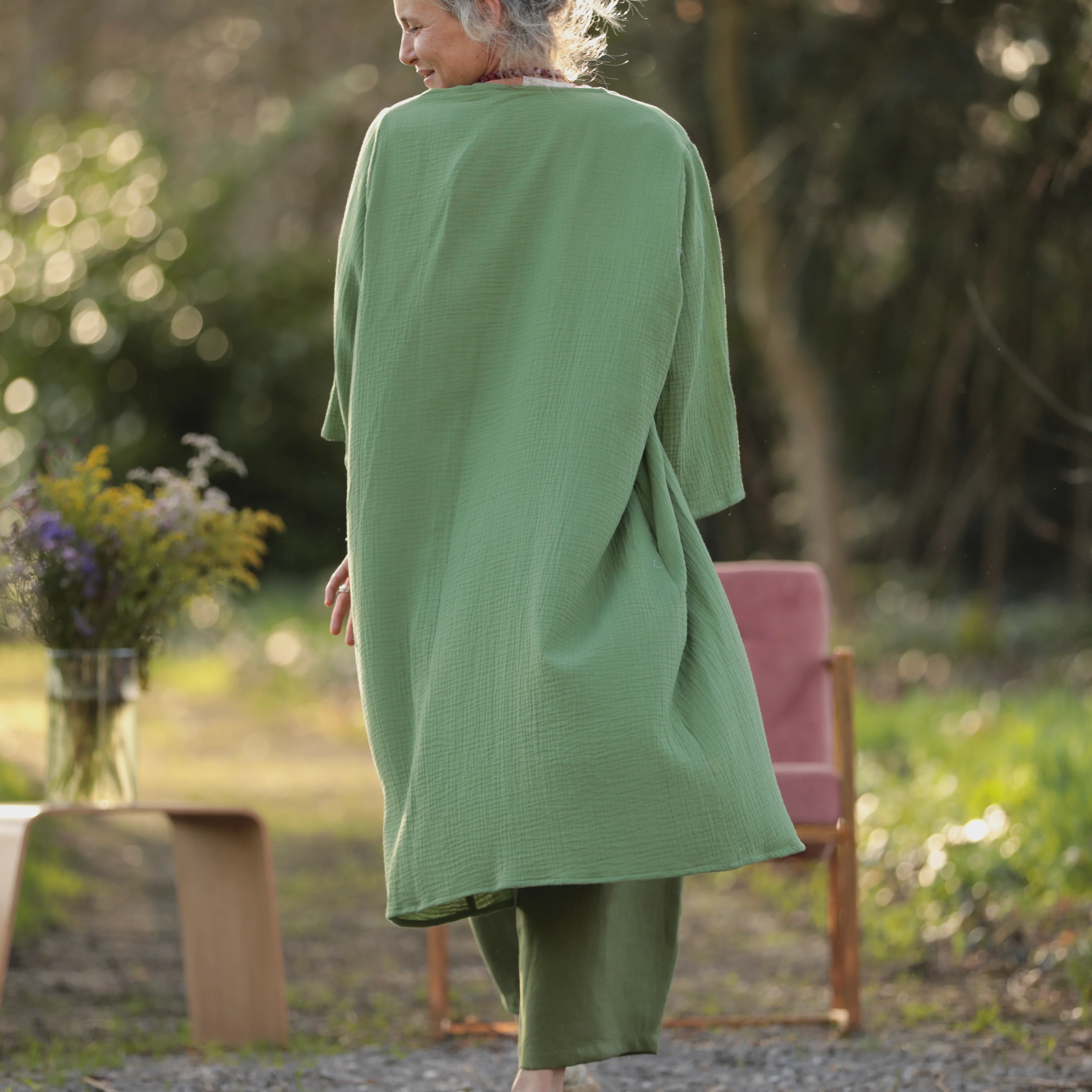 Calixte - Double gaze de coton vert menthe - Image 6