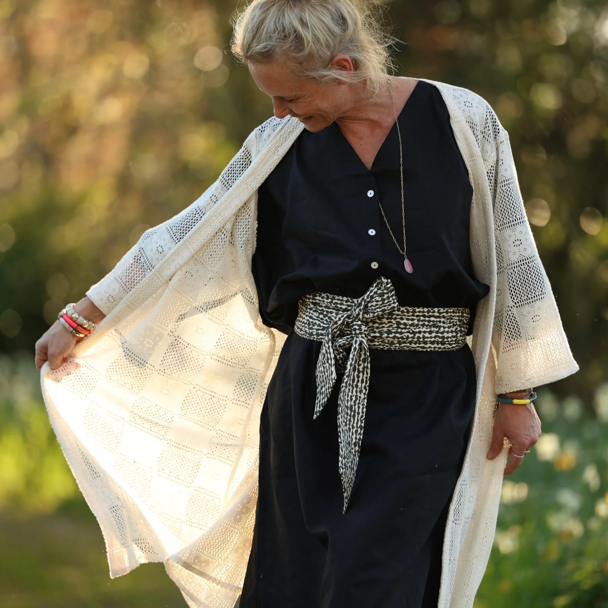 Ceinture Anita – Armuré de coton savane graphique - Image 7