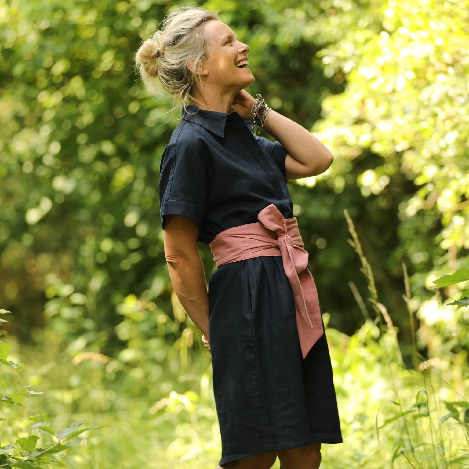 Ceinture Anita  - Armuré de coton rose boisé - Image 3