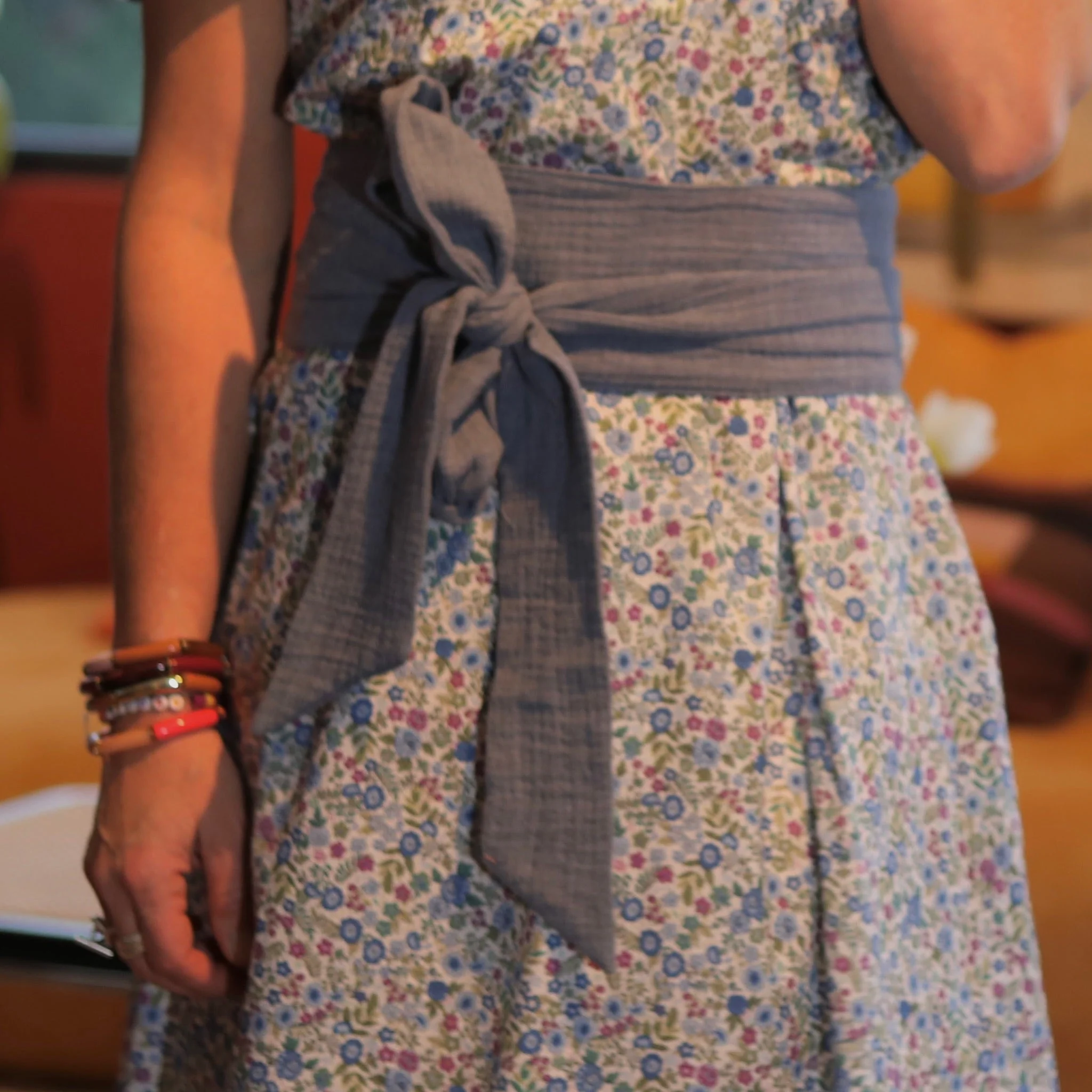 Ceinture Anita double gaze de coton bleu doux chiné - Image 4