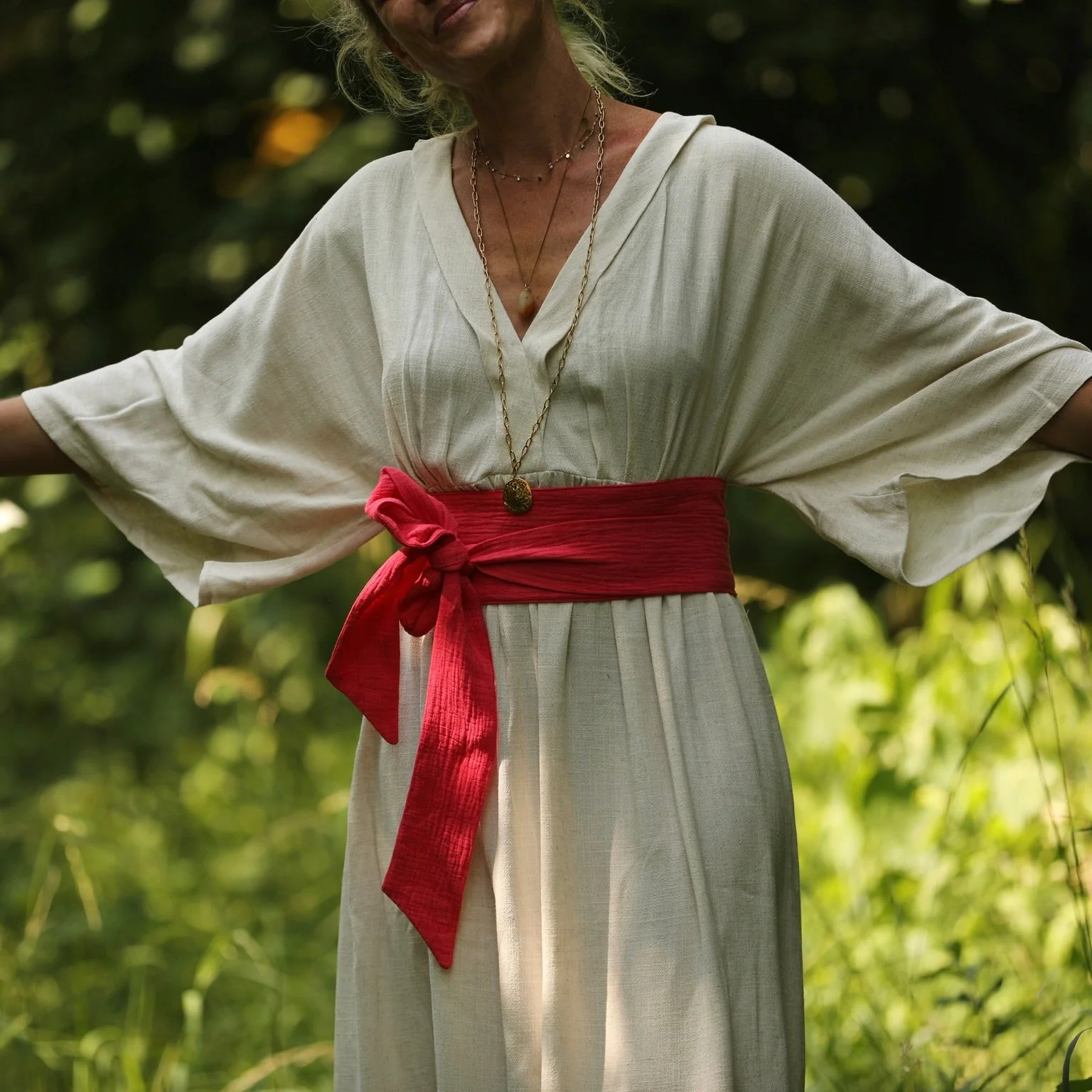Ceinture Anita - Jacquard lin/coton fuschia - Image 3