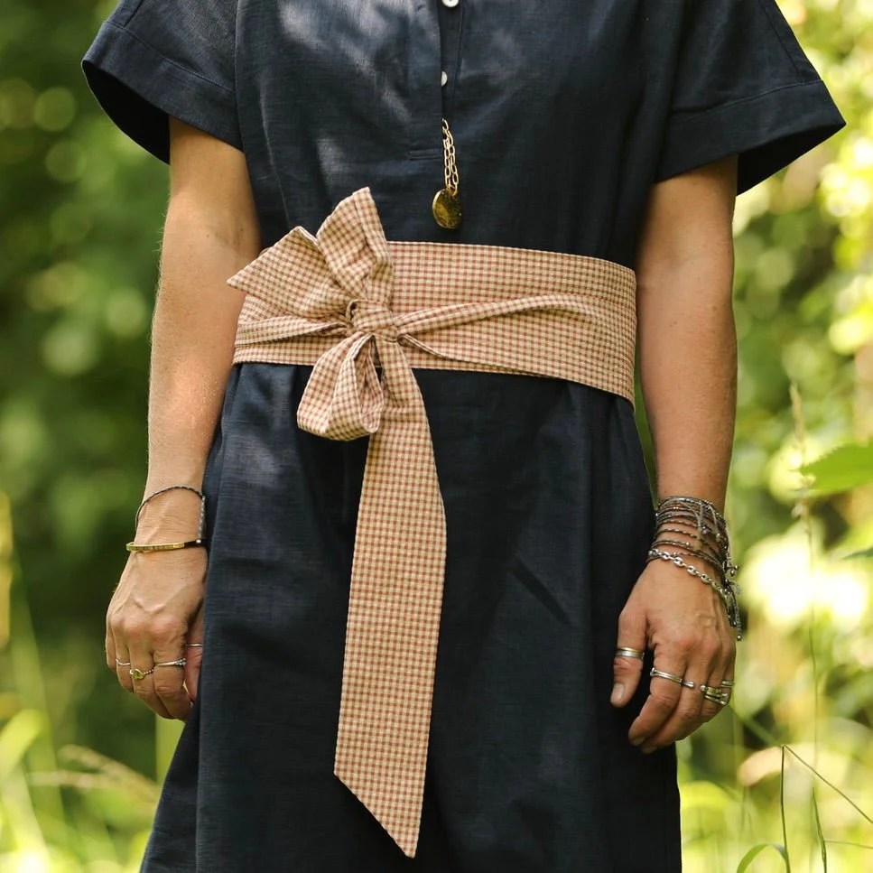 Ceinture Anita - Coton seersucker vichy terracotta/ivoire