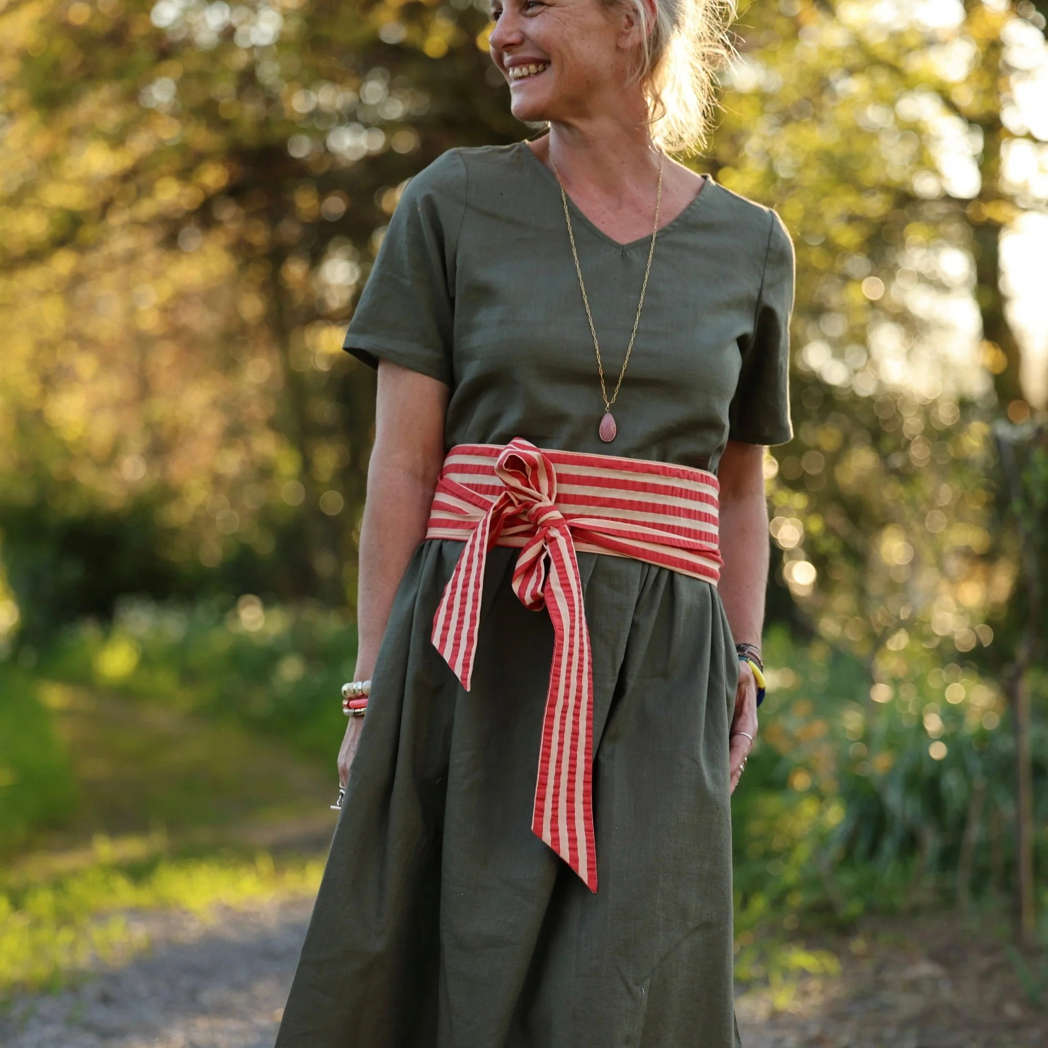 Ceinture Anita – Seersucker rayé rouge orangé - Image 2