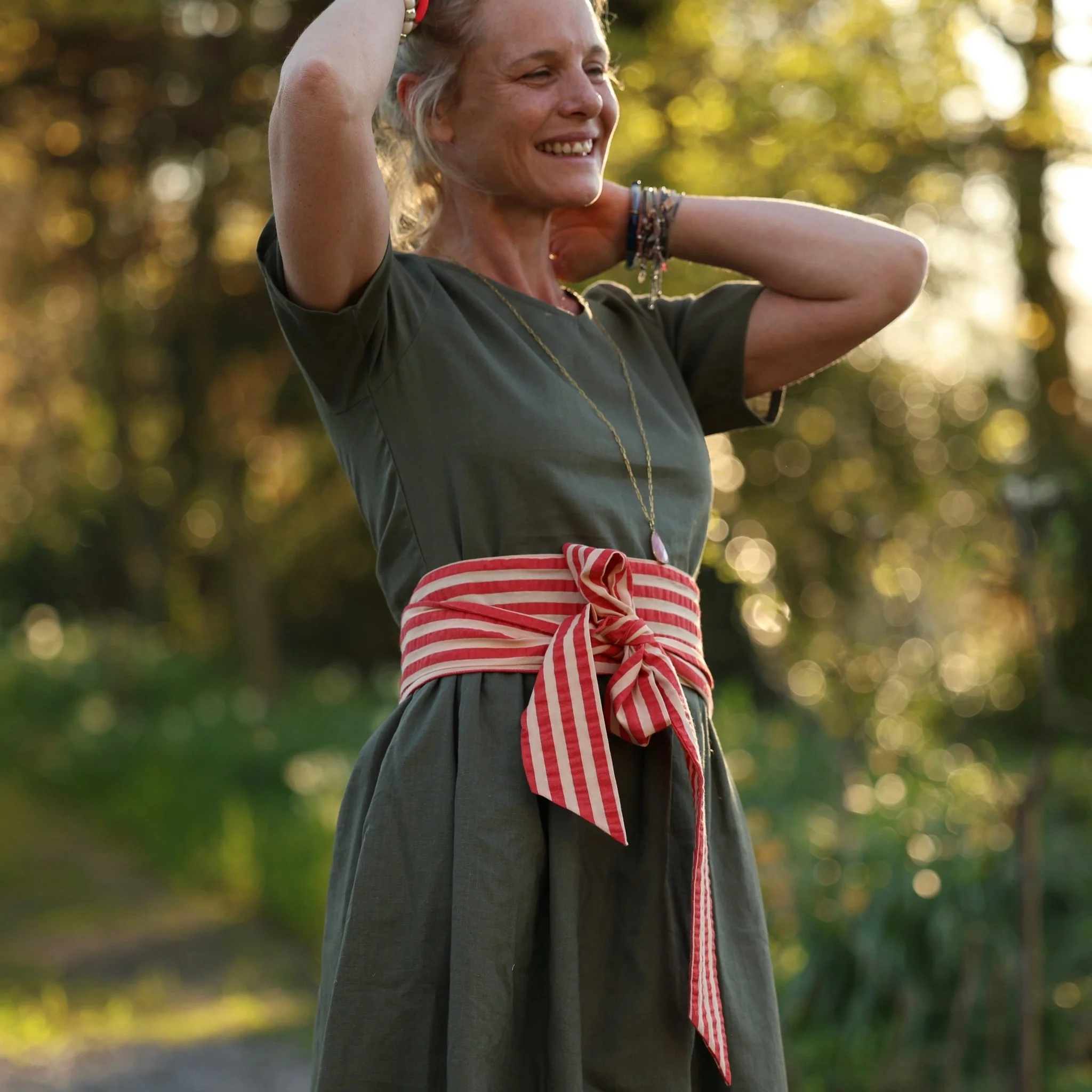 Ceinture Anita – Seersucker rayé rouge orangé - Image 4