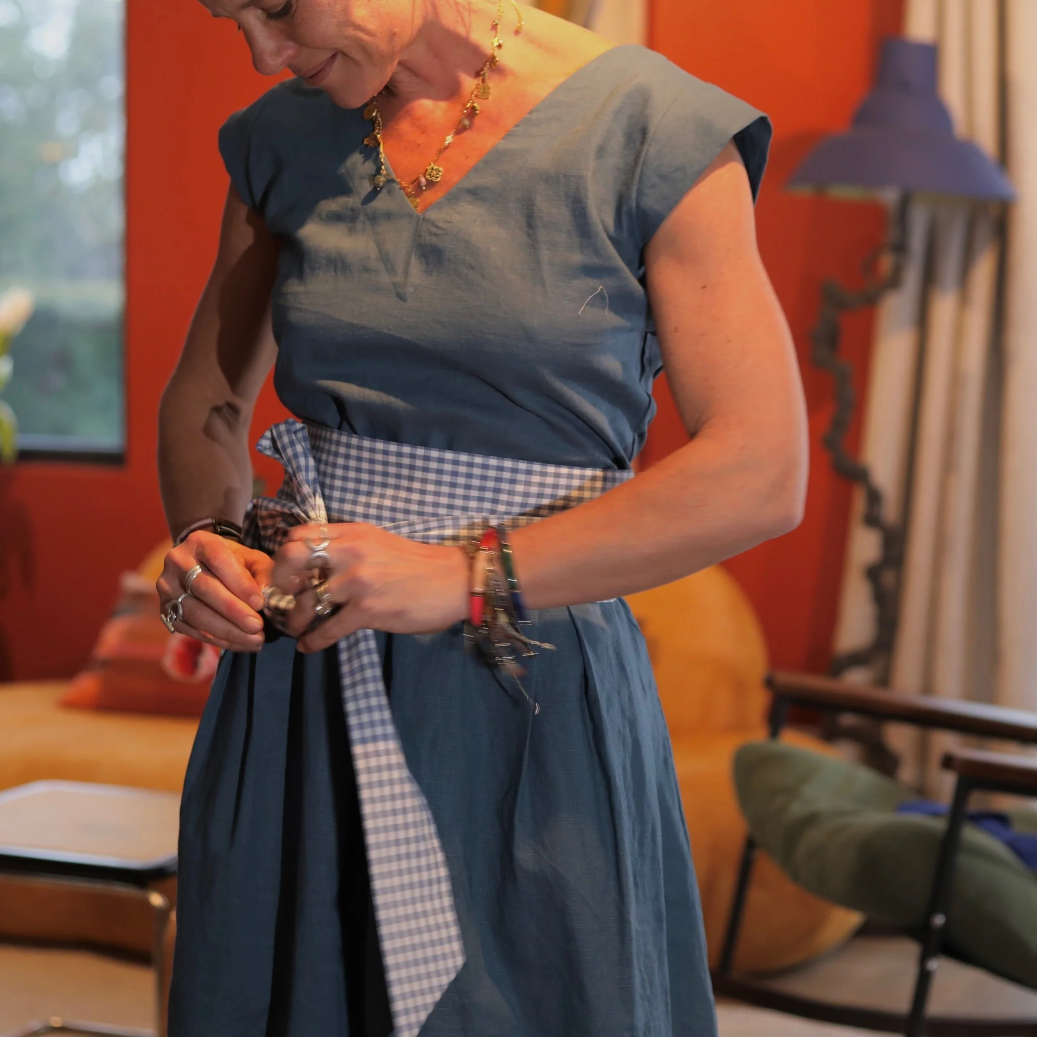 Ceinture Anita vichy bleu