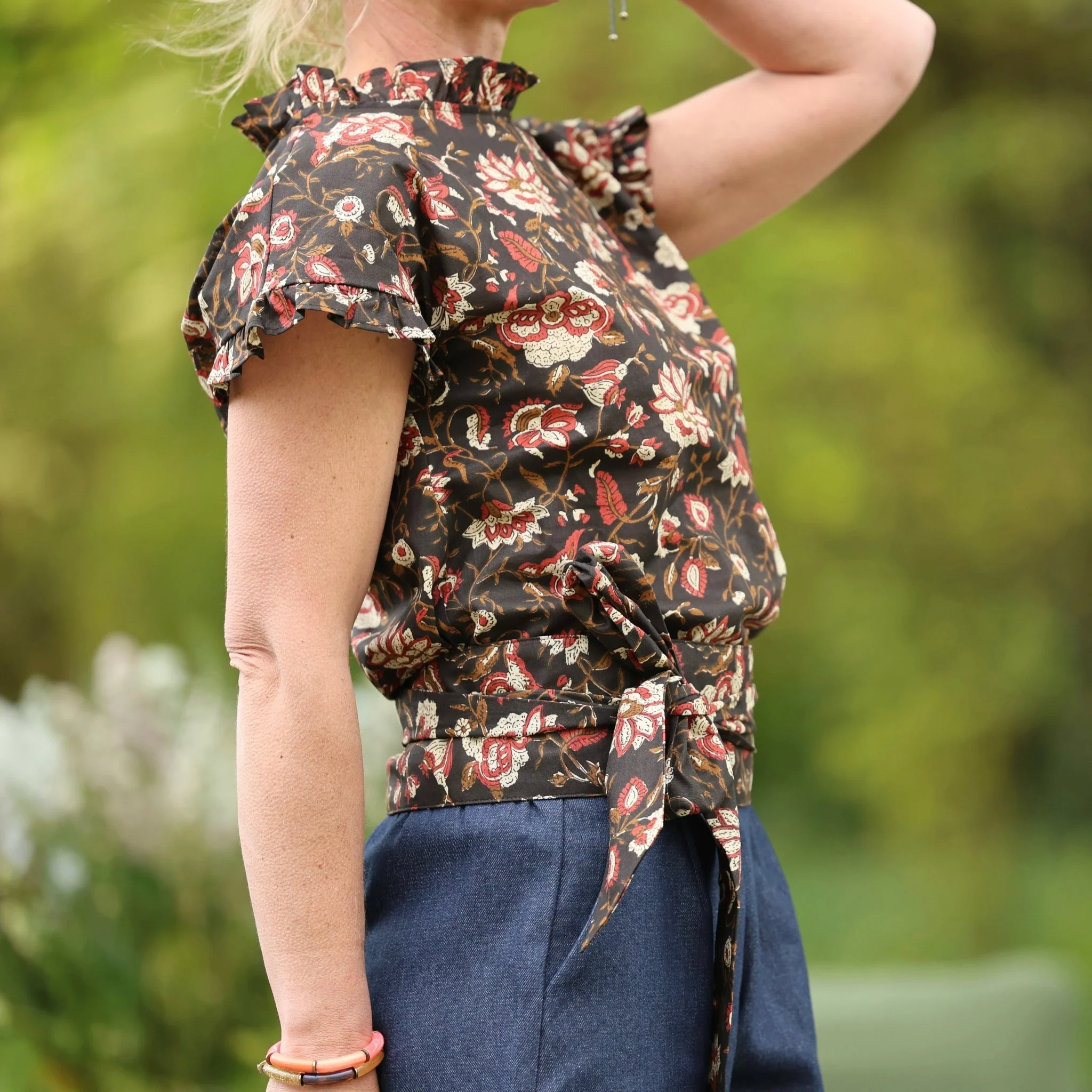 Ceinture Anita – Voile de coton nuit fleurie - Image 5