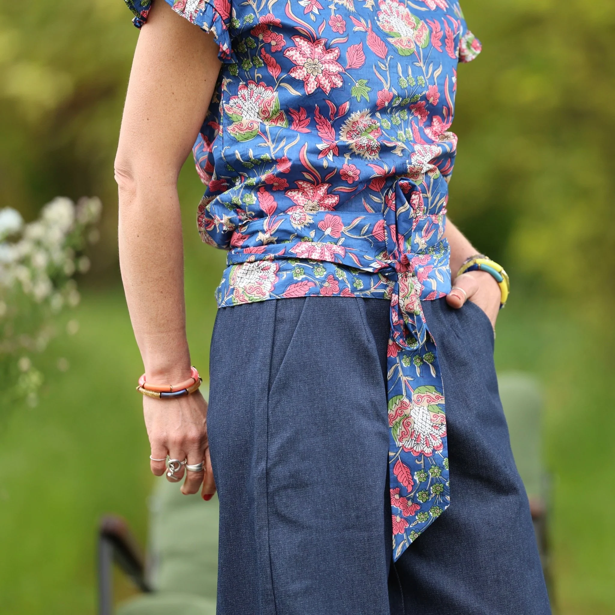 Ceinture Anita – Voile de coton rosée bleue
