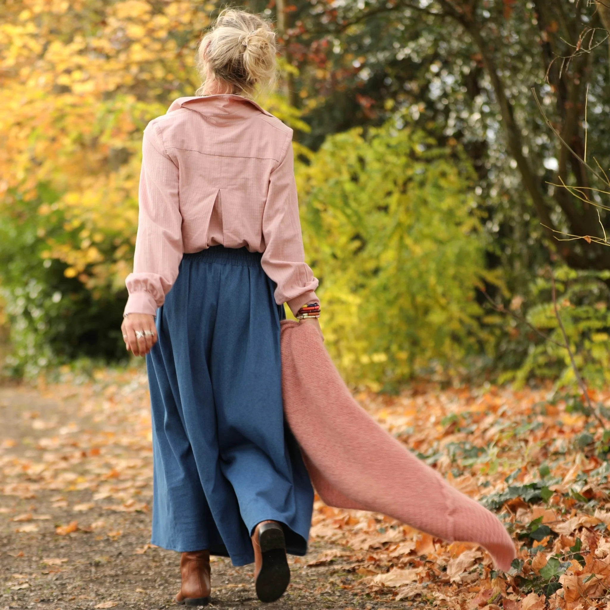 Chemise Caroline - Armuré de coton rose poudré - Image 3