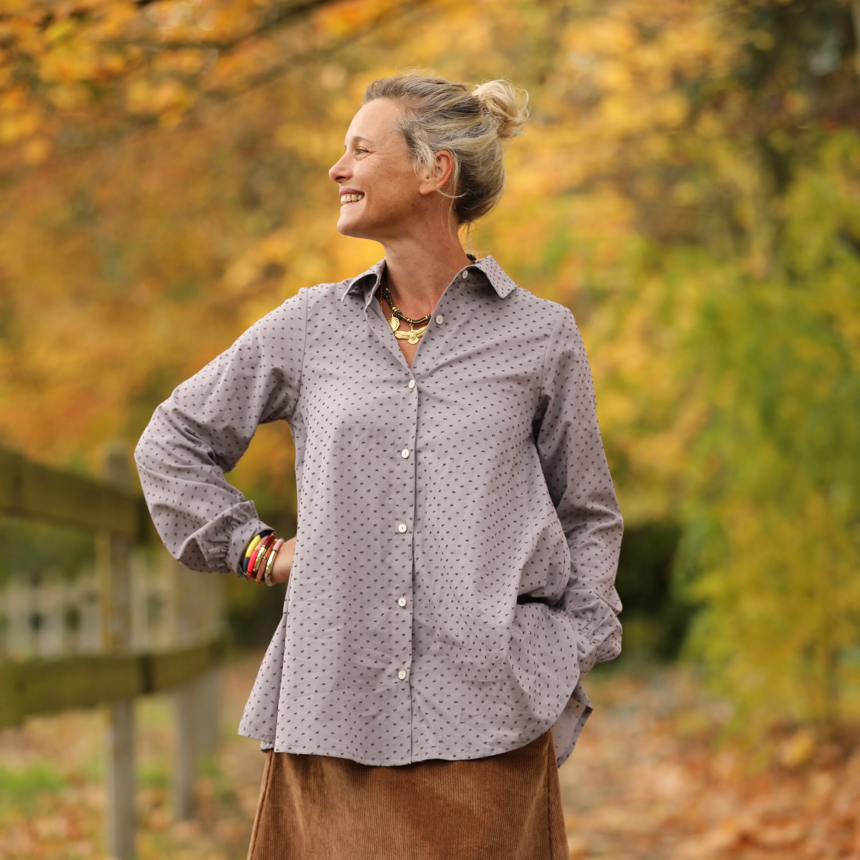 Chemise Caroline -voile de coton plumetis brume violette
