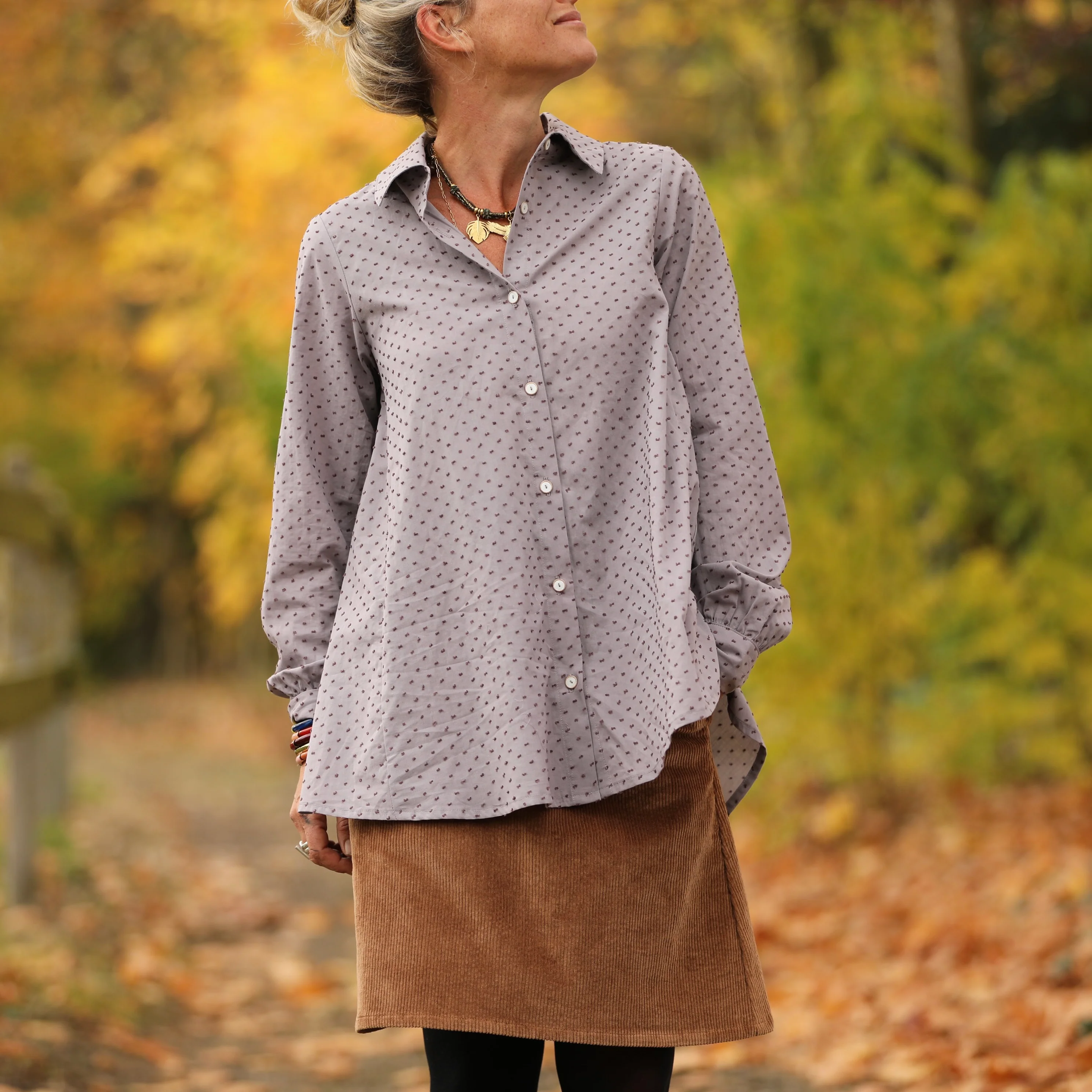 Chemise Caroline -voile de coton plumetis brume violette - Image 12
