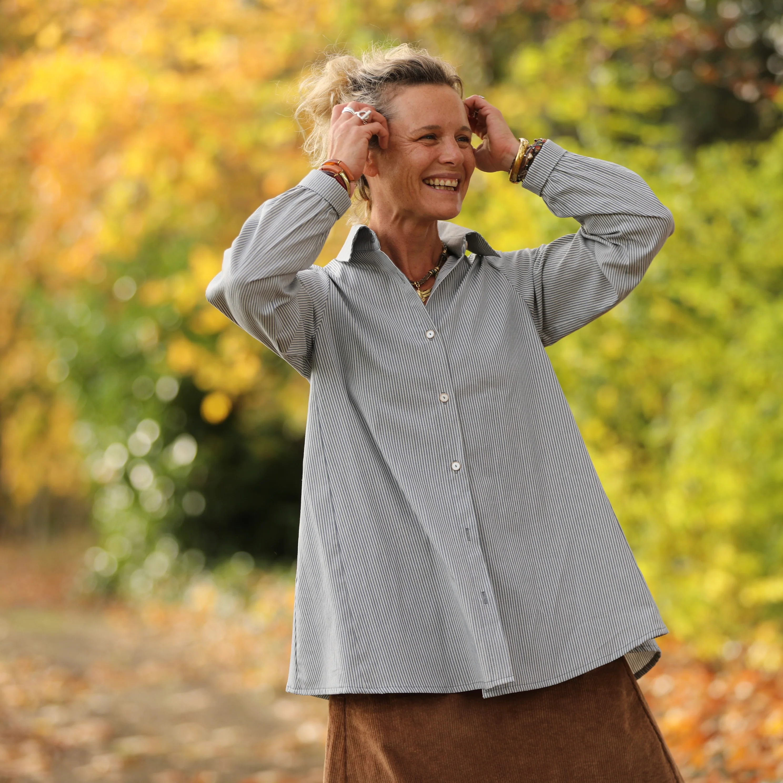 Chemise Caroline - Rayures bleu brume - Image 3