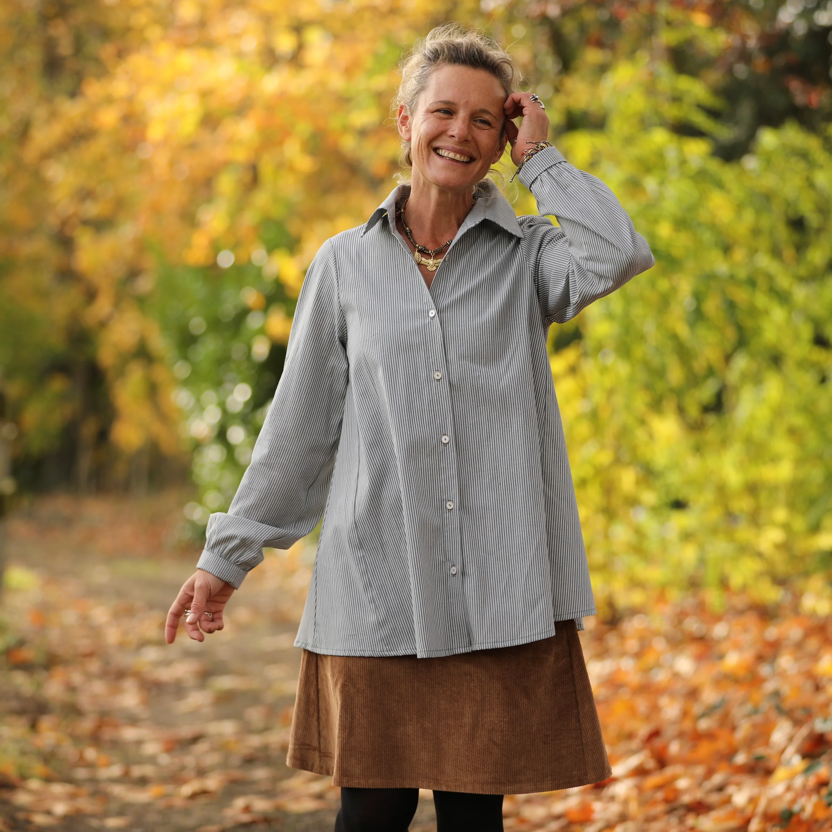 Chemise Caroline - Rayures bleu brume - Image 6