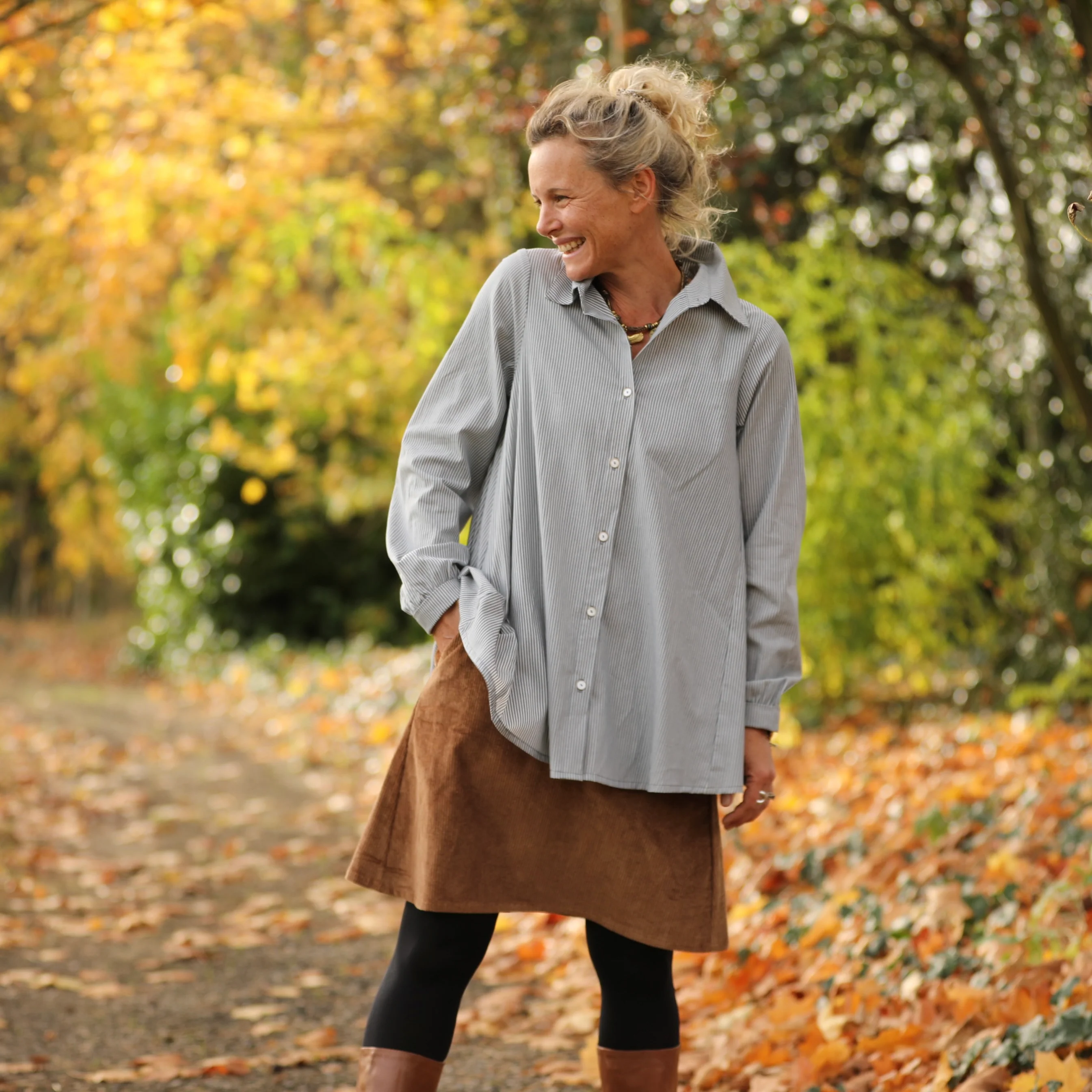 Chemise Caroline - Rayures bleu brume - Image 7