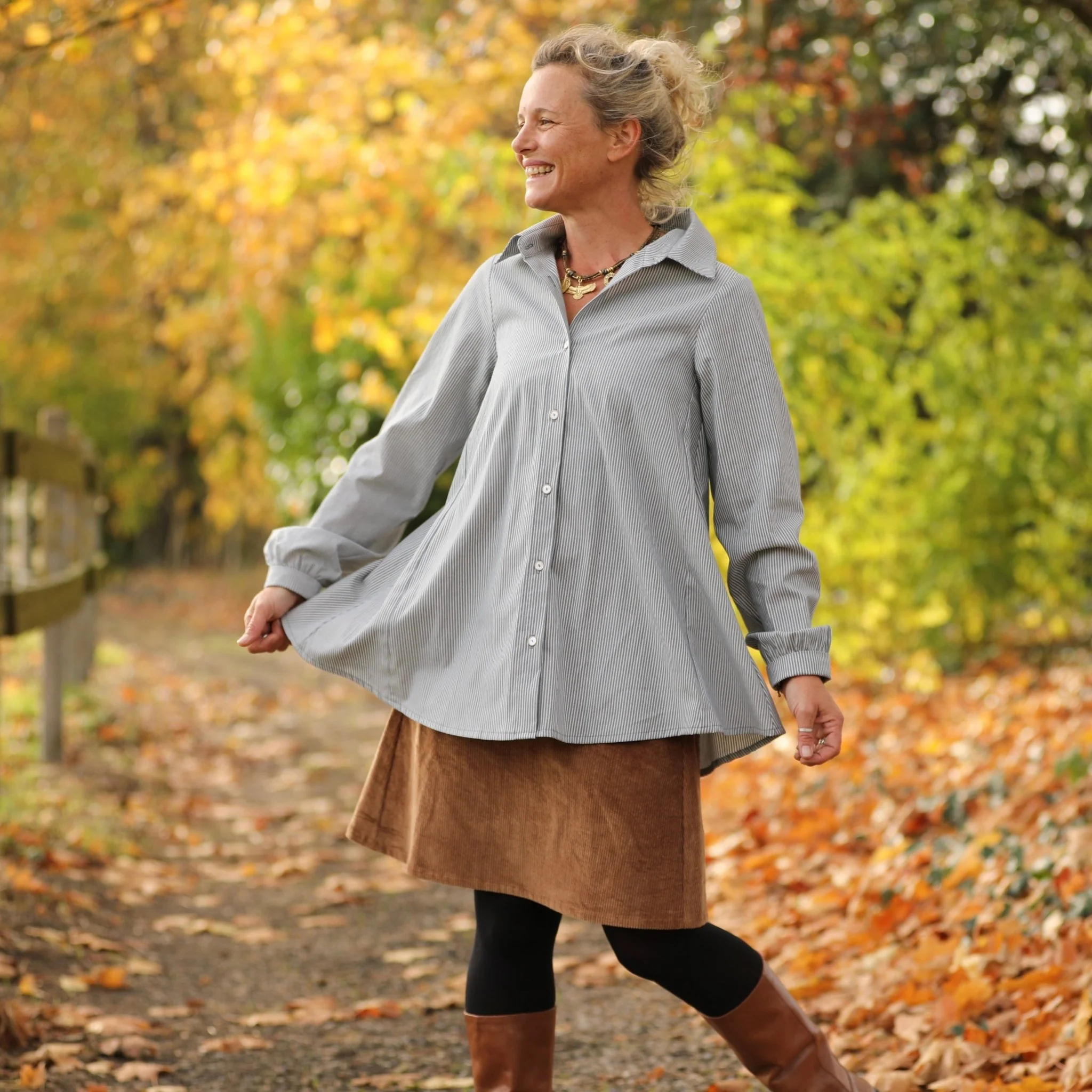 Chemise Caroline - Rayures bleu brume - Image 8
