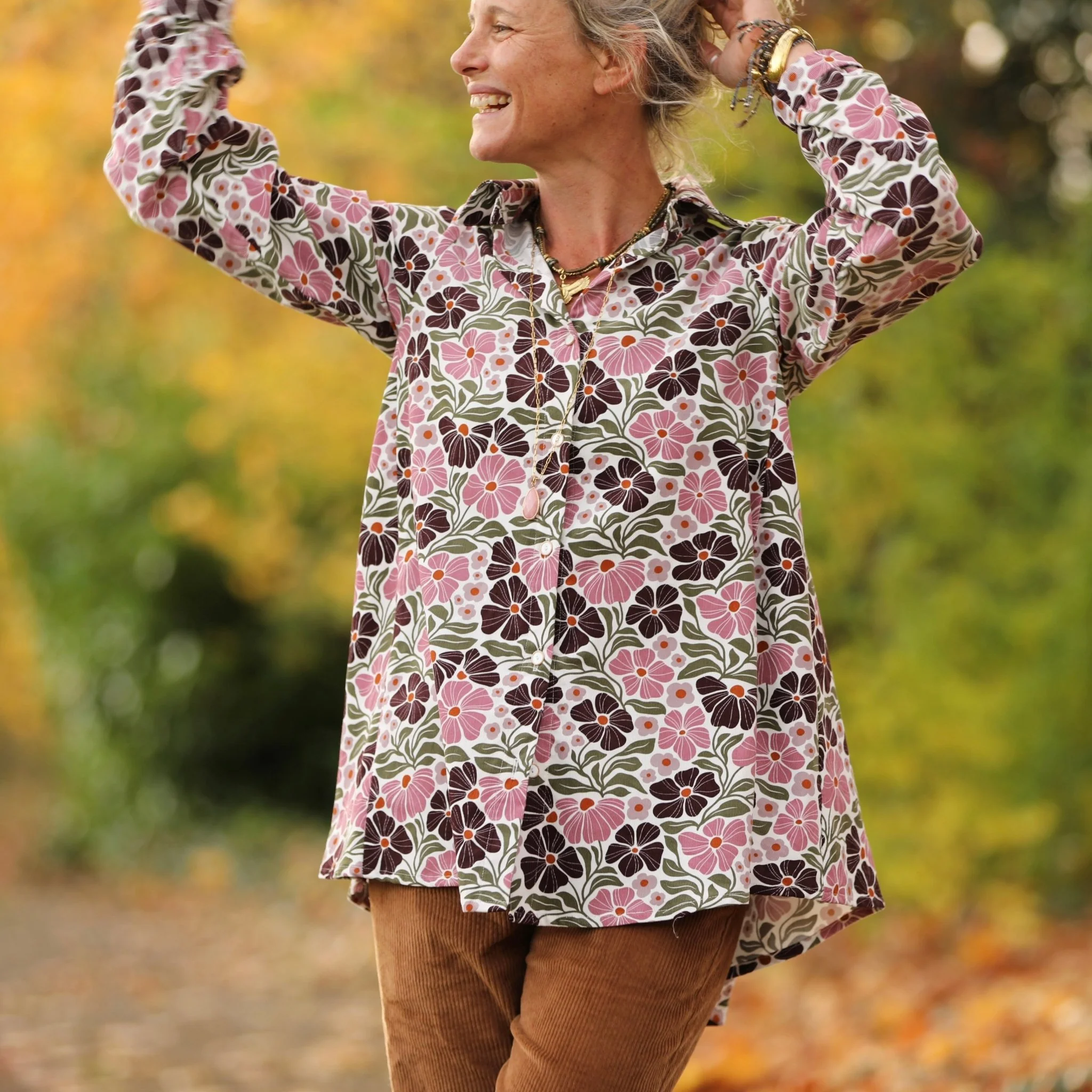 Chemise Caroline - Velours milleraies fleuri Rosea - Image 3