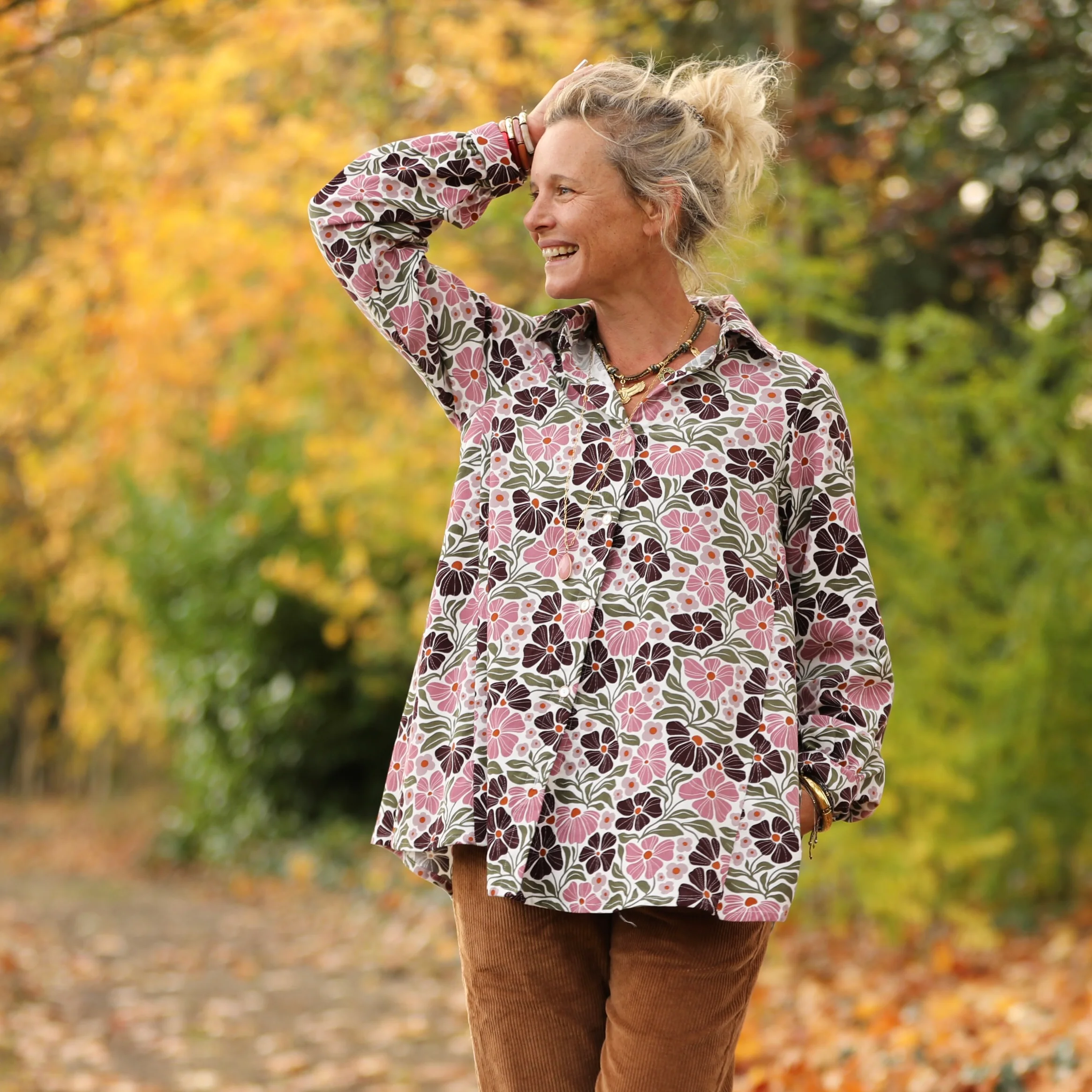 Chemise Caroline - Velours milleraies fleuri Rosea - Image 7