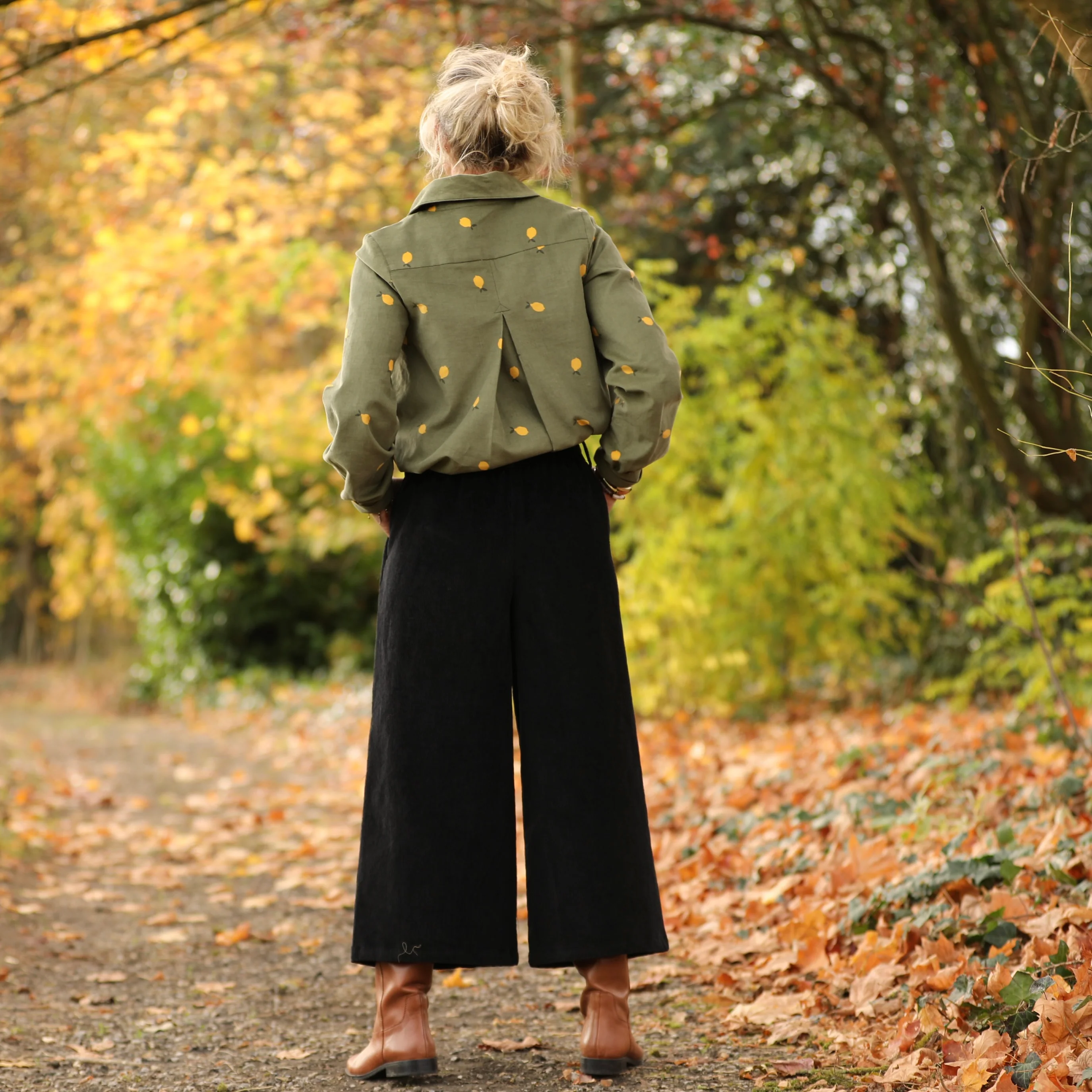 Chemise Caroline - Velours milleraies kaki citronné - Image 8