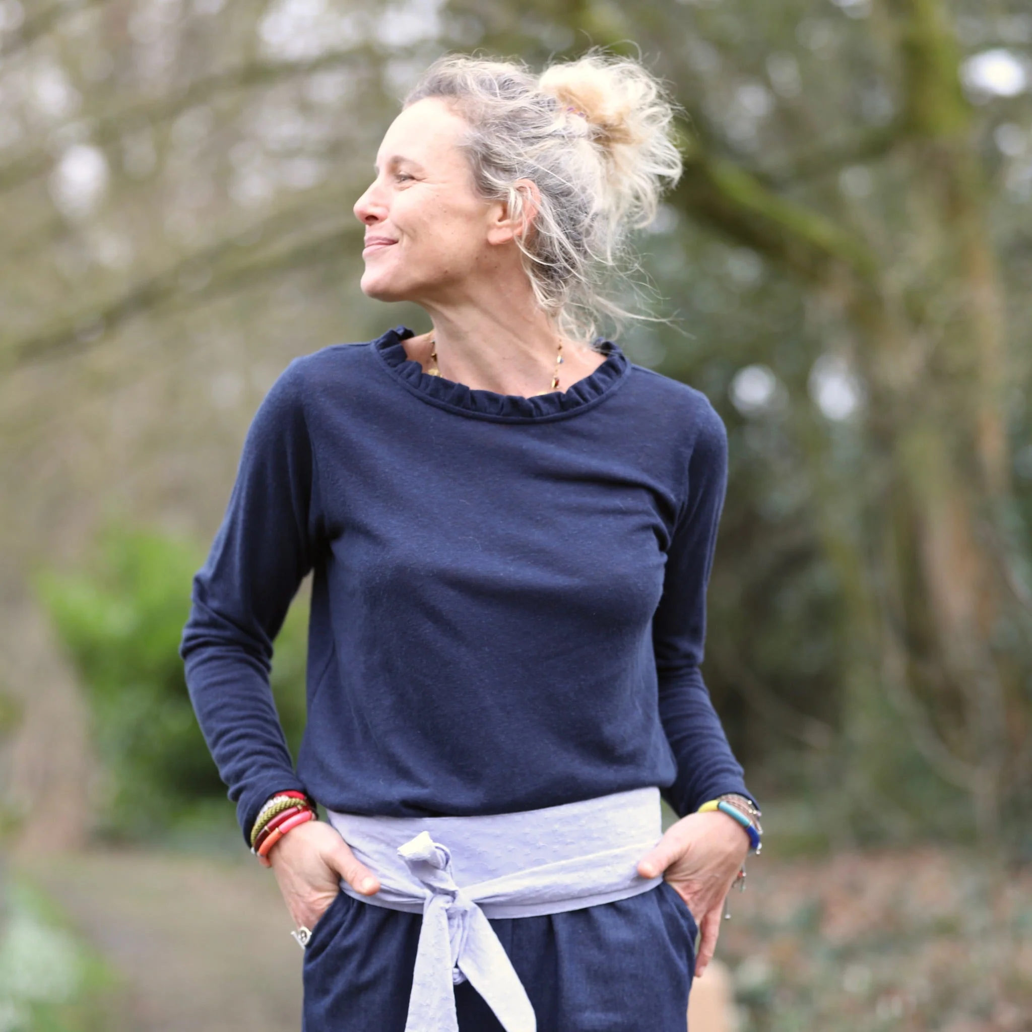 Blouse  Clarisse - Viscose/lin marine - Image 4