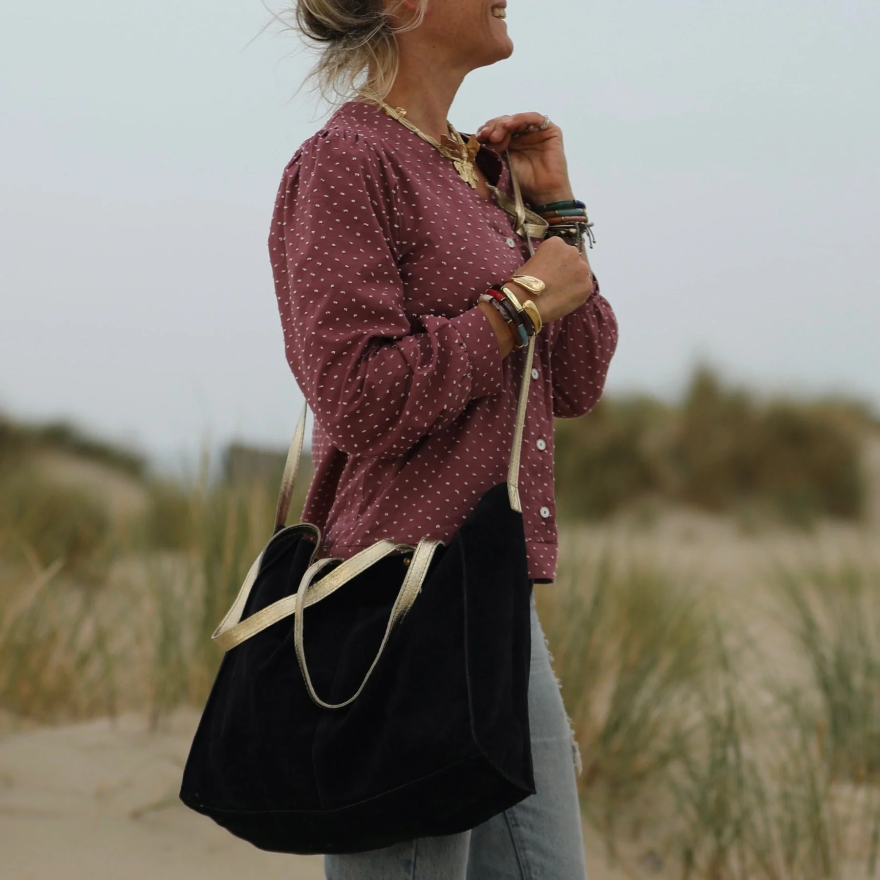 Sac Lisière – Cuir noir & reflets irisés - Image 5